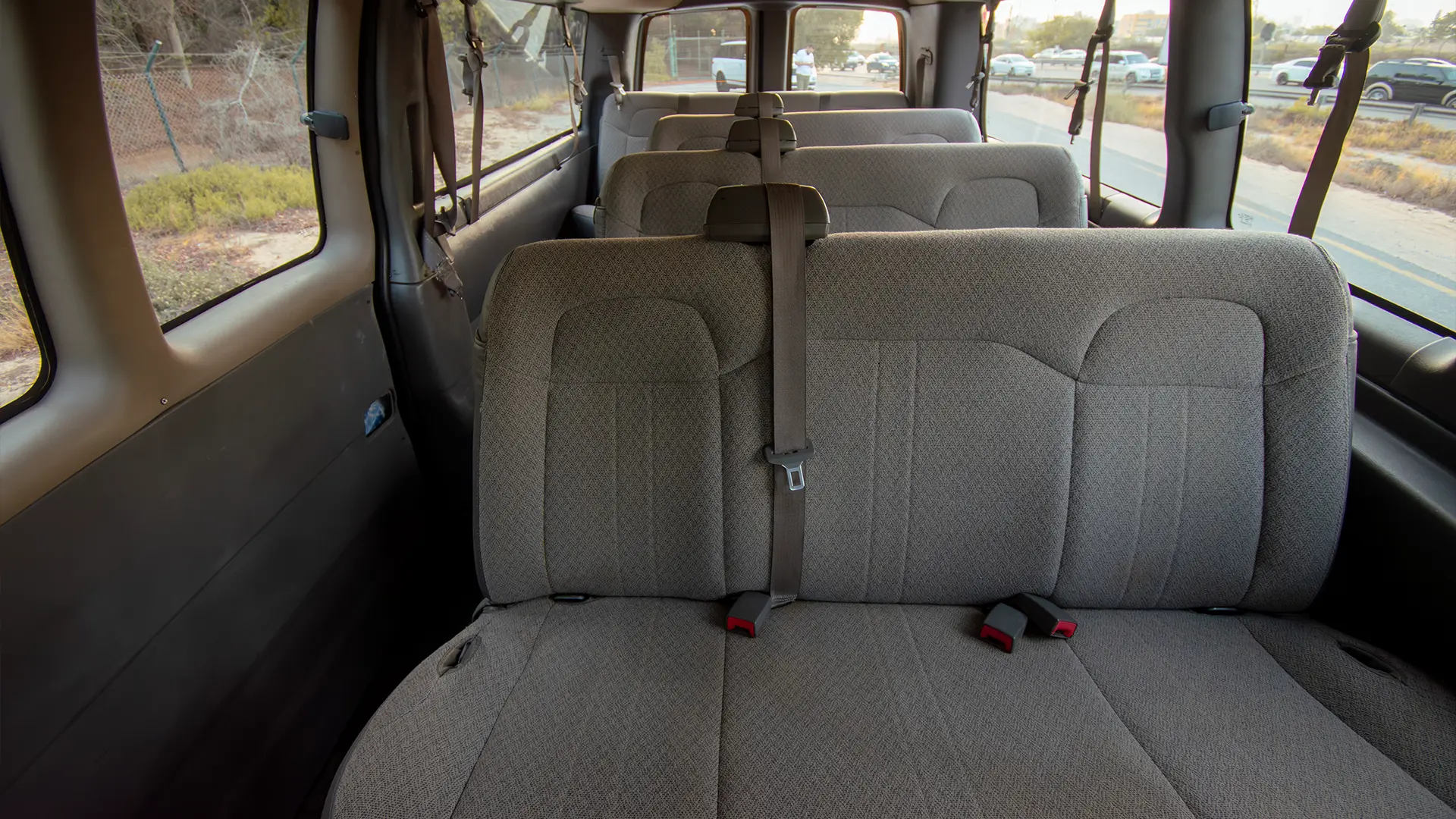 Used 2019 GMC Savana Passanger Van in Blue – Rear Seat View for Sale at First Choice Cars Dubai Sharjah