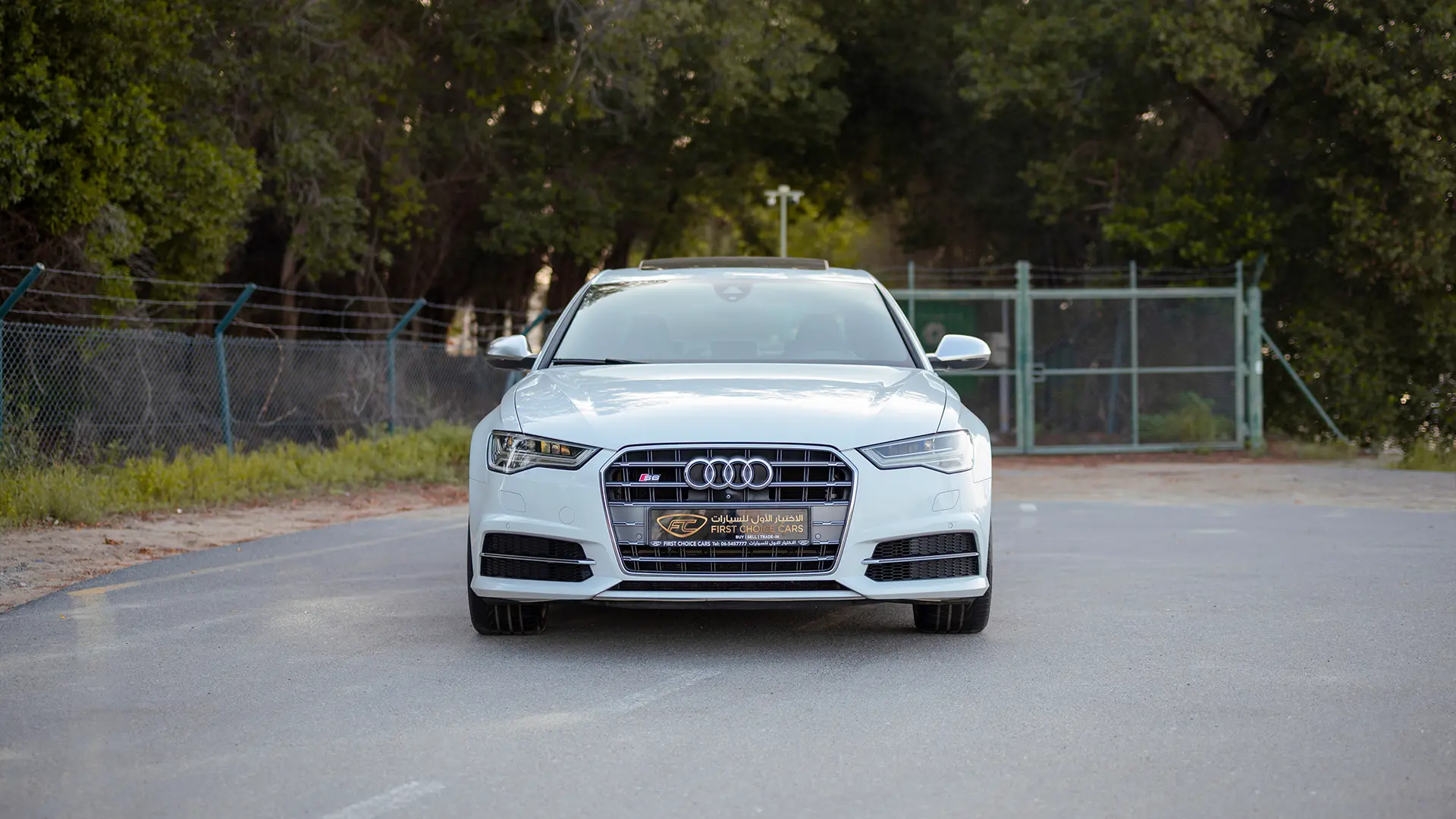 Used 2016 Audi S6 TFSI Quattro in White – Front View for Sale at First Choice Cars Dubai Sharjah