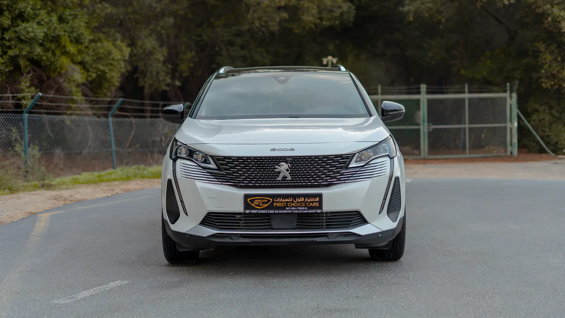 Used 2024 Peugeot 5008 GT Line in White – Front View for Sale at First Choice Cars Dubai Sharjah
