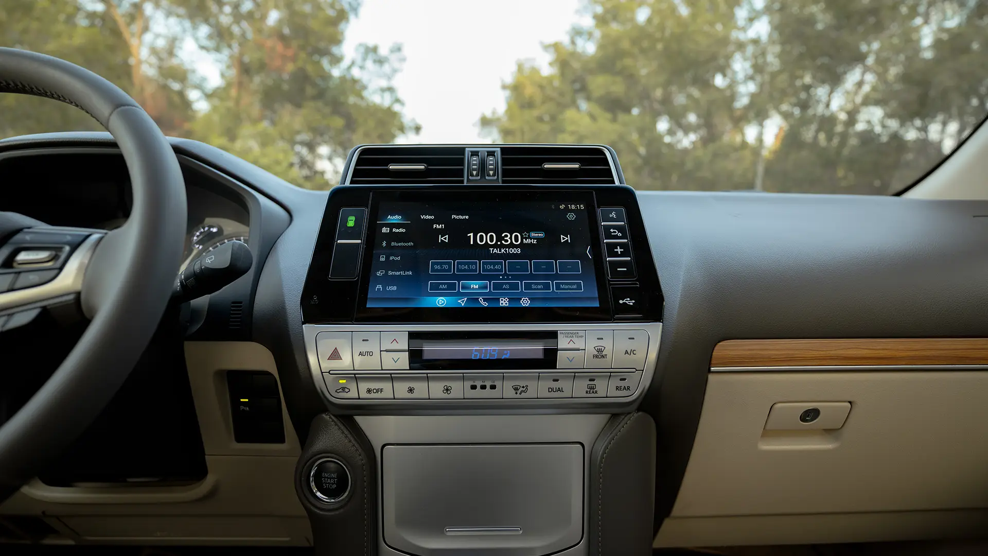 Used 2022 Toyota Prado VXR in White – Infotainment / Touchscreen System for Sale at First Choice Cars Dubai Sharjah