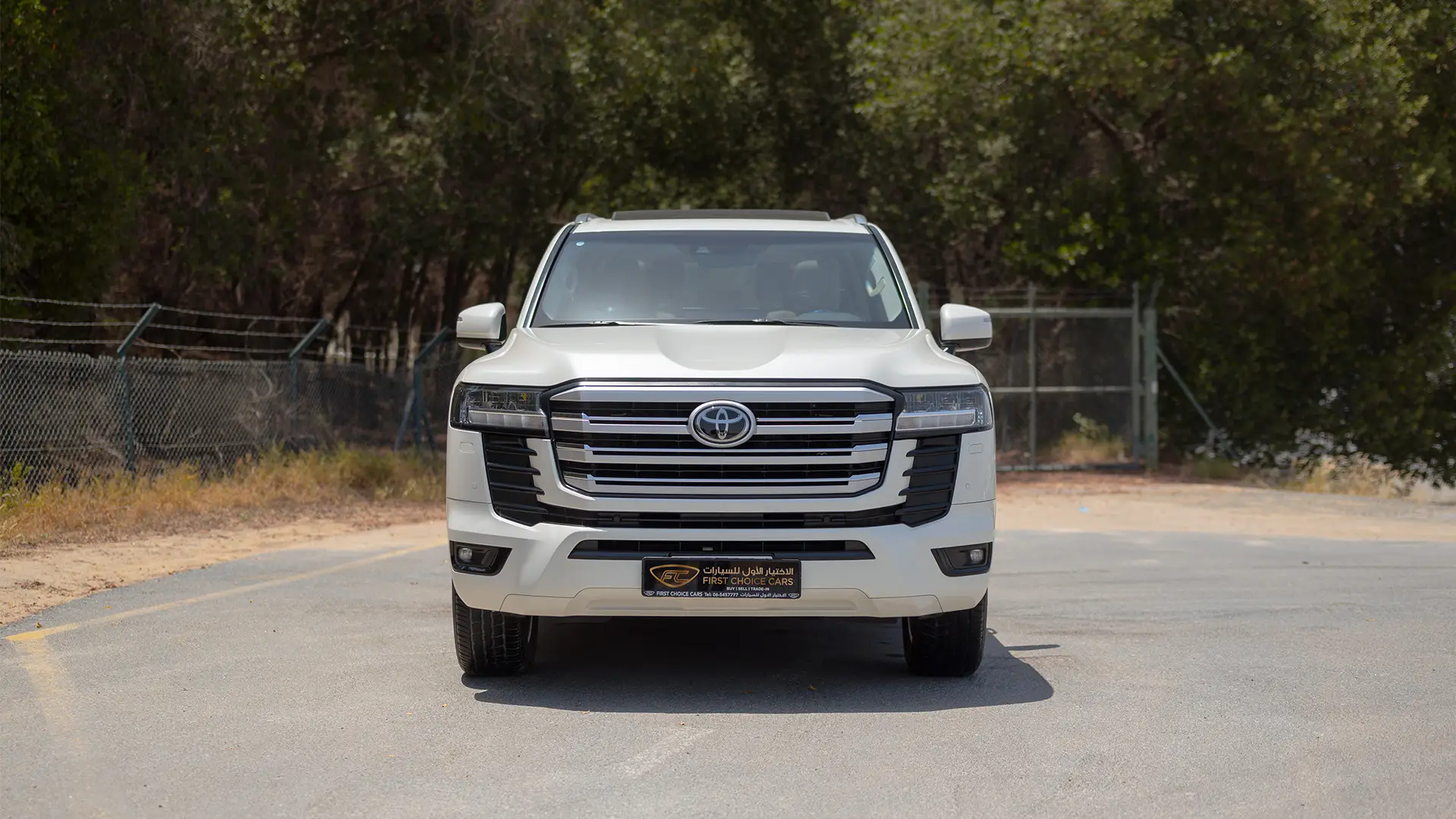 Used 2024 Toyota Land Cruiser GXR in White – Front View for Sale at First Choice Cars Dubai Sharjah
