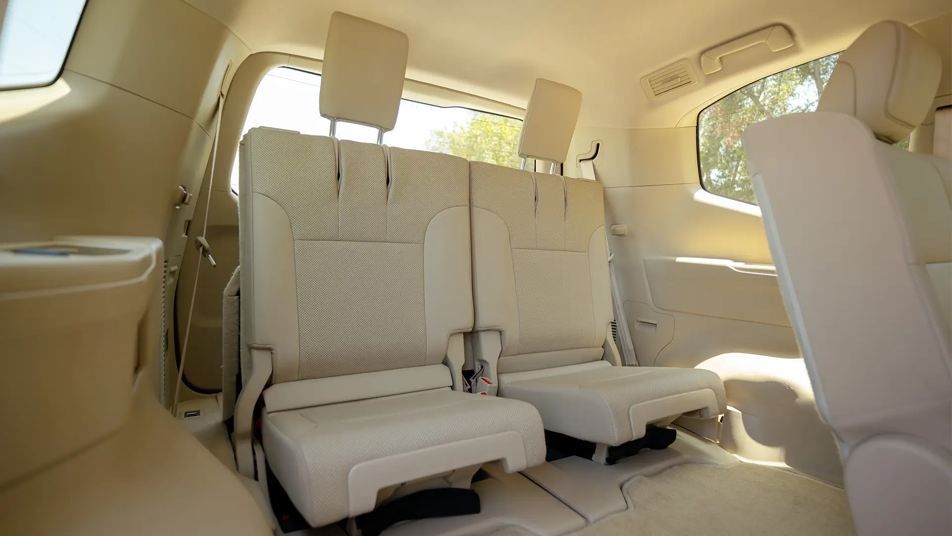 Used 2024 Toyota Land Cruiser GXR in White – Third Row Right Seat View for Sale at First Choice Cars Dubai Sharjah