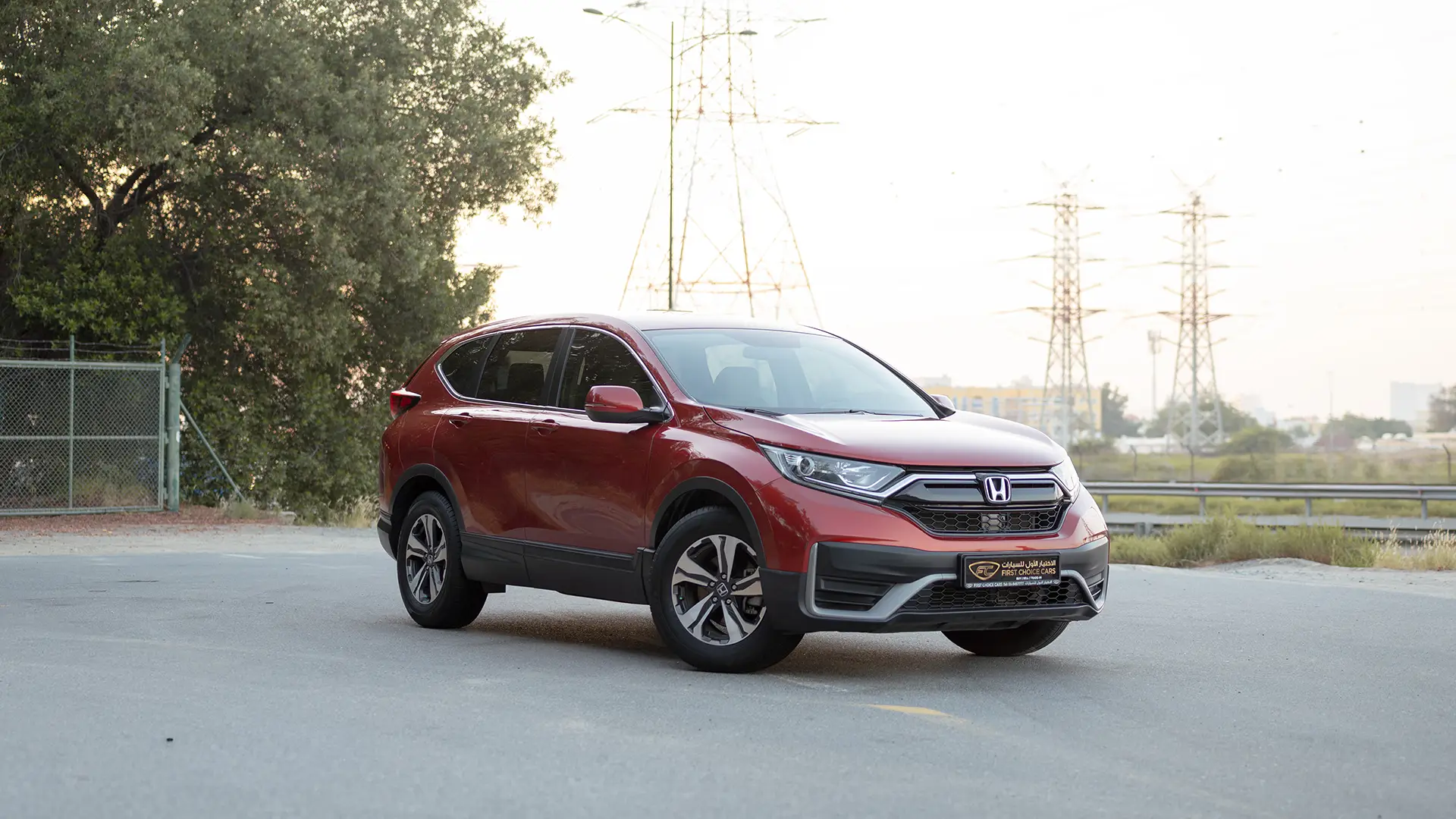 Used 2021 Honda CR-V LX in Red – Right Front Diagonal (45°) View for Sale at First Choice Cars Dubai Sharjah
