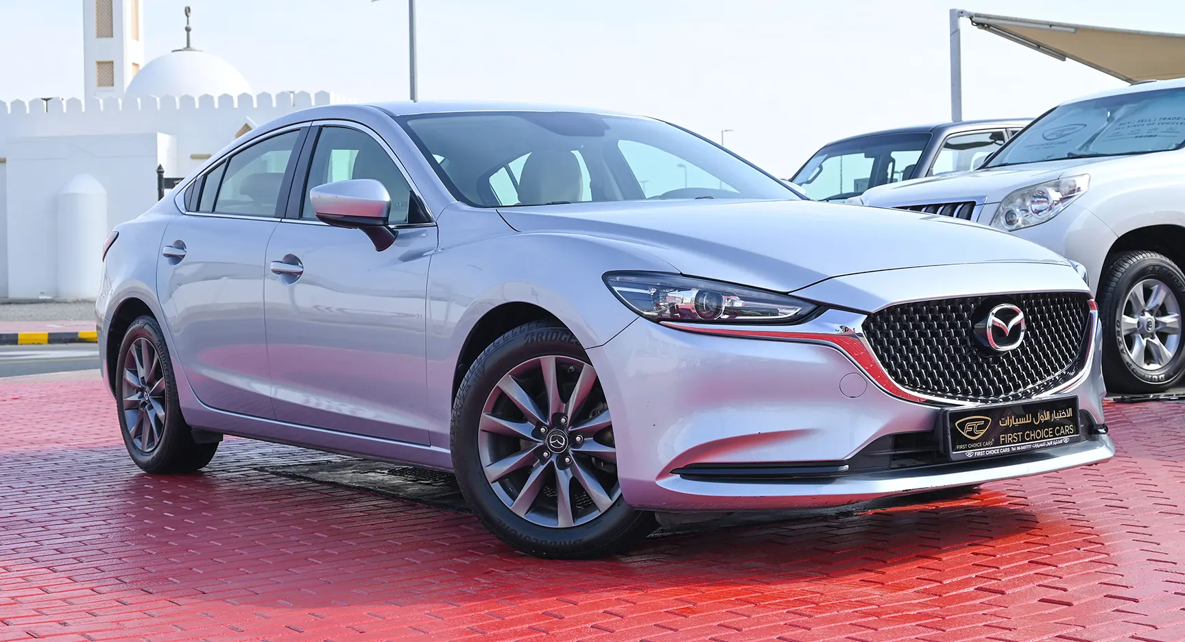 Used 2019 Mazda 6 S Grade Silver – Right Front Diagonal (45°) View at First Choice Cars Sharjah