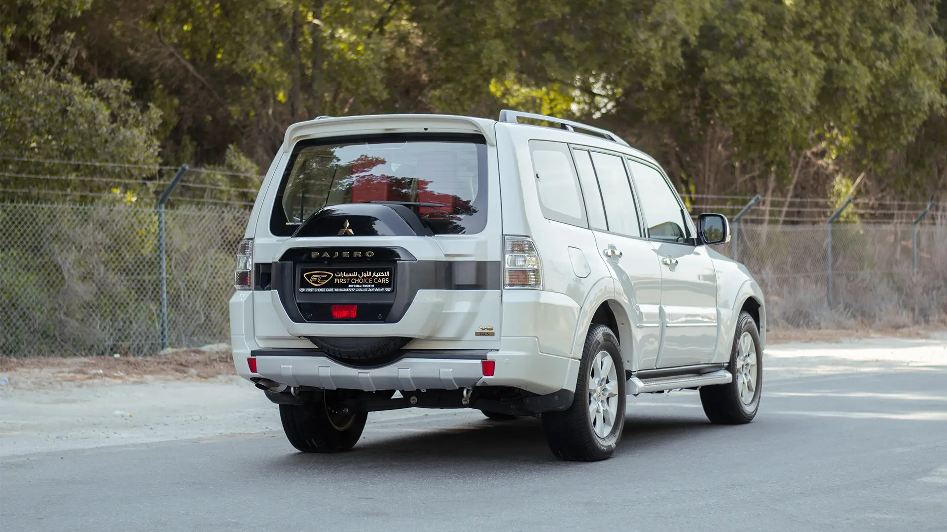 Used 2022 Mitsubishi Pajero GLS in White – Right Back Diagonal (45°) View for Sale at First Choice Cars Dubai Sharjah
