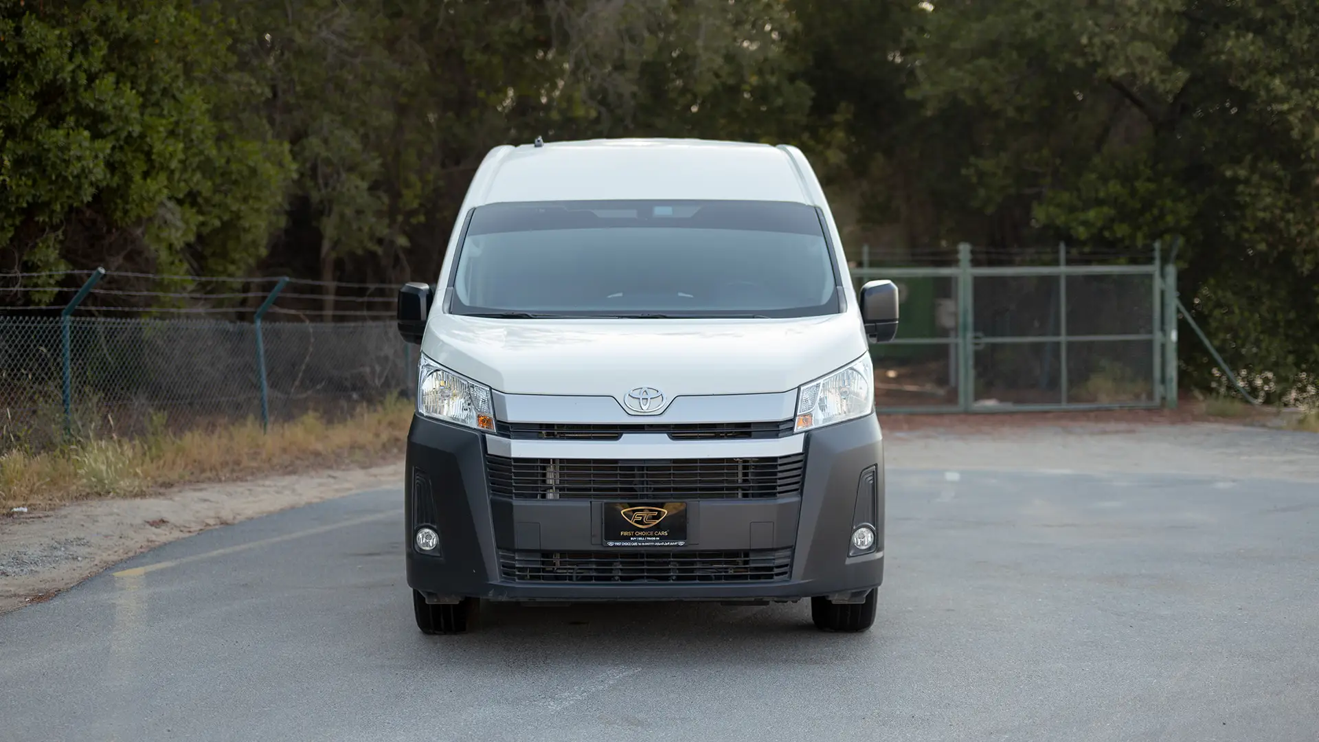 Used 2025 Toyota Hiace GLX High Roof in White – Front View for Sale at First Choice Cars Dubai Sharjah