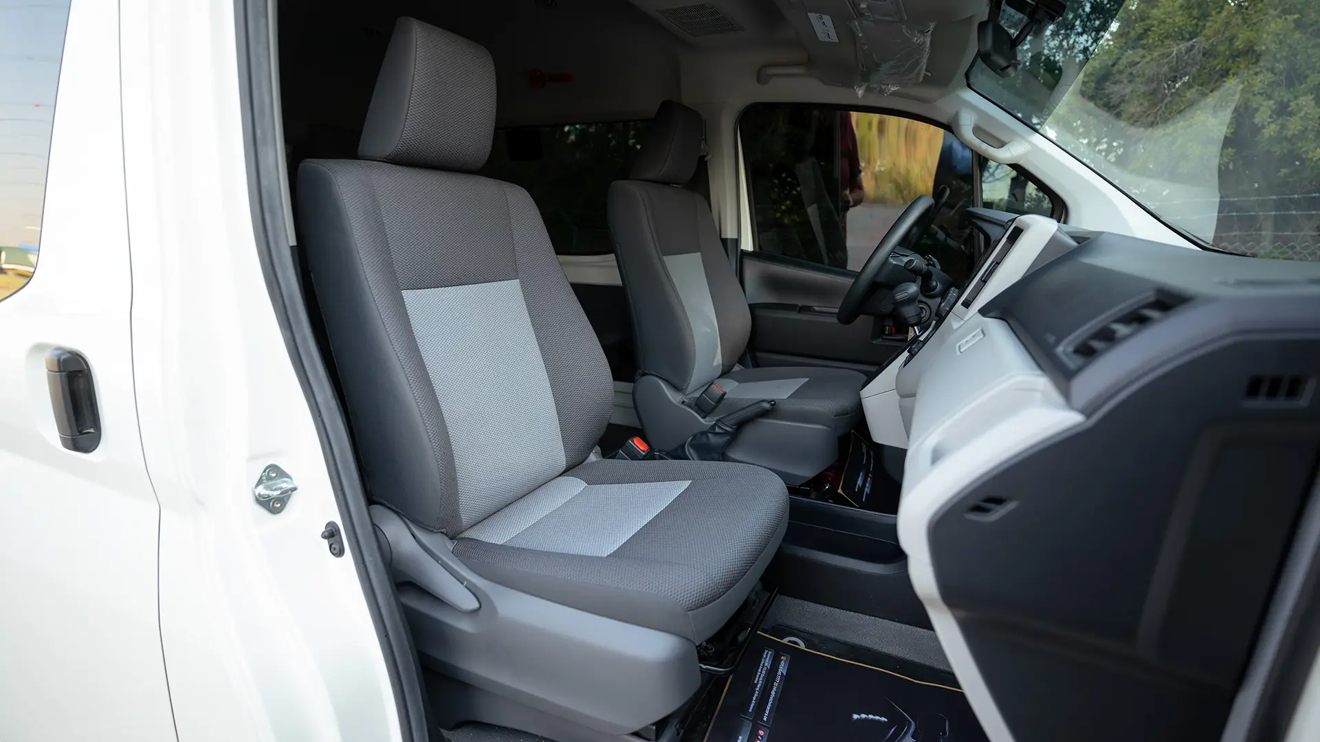 Used 2025 Toyota Hiace GLX High Roof in White – Front Passenger Side Cabin View for Sale at First Choice Cars Dubai Sharjah
