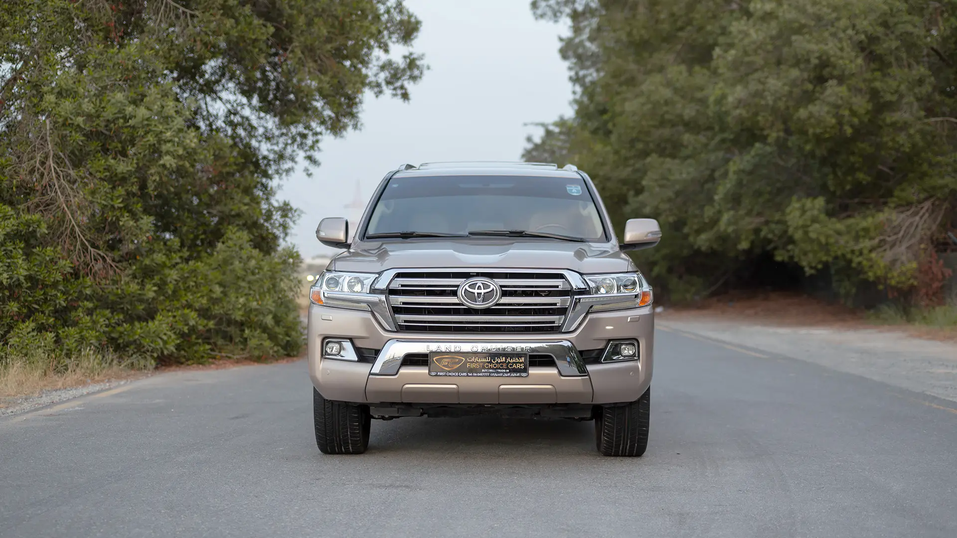 Used 2017 Toyota Land Cruiser GXR in Beige – Front View for Sale at First Choice Cars Dubai Sharjah