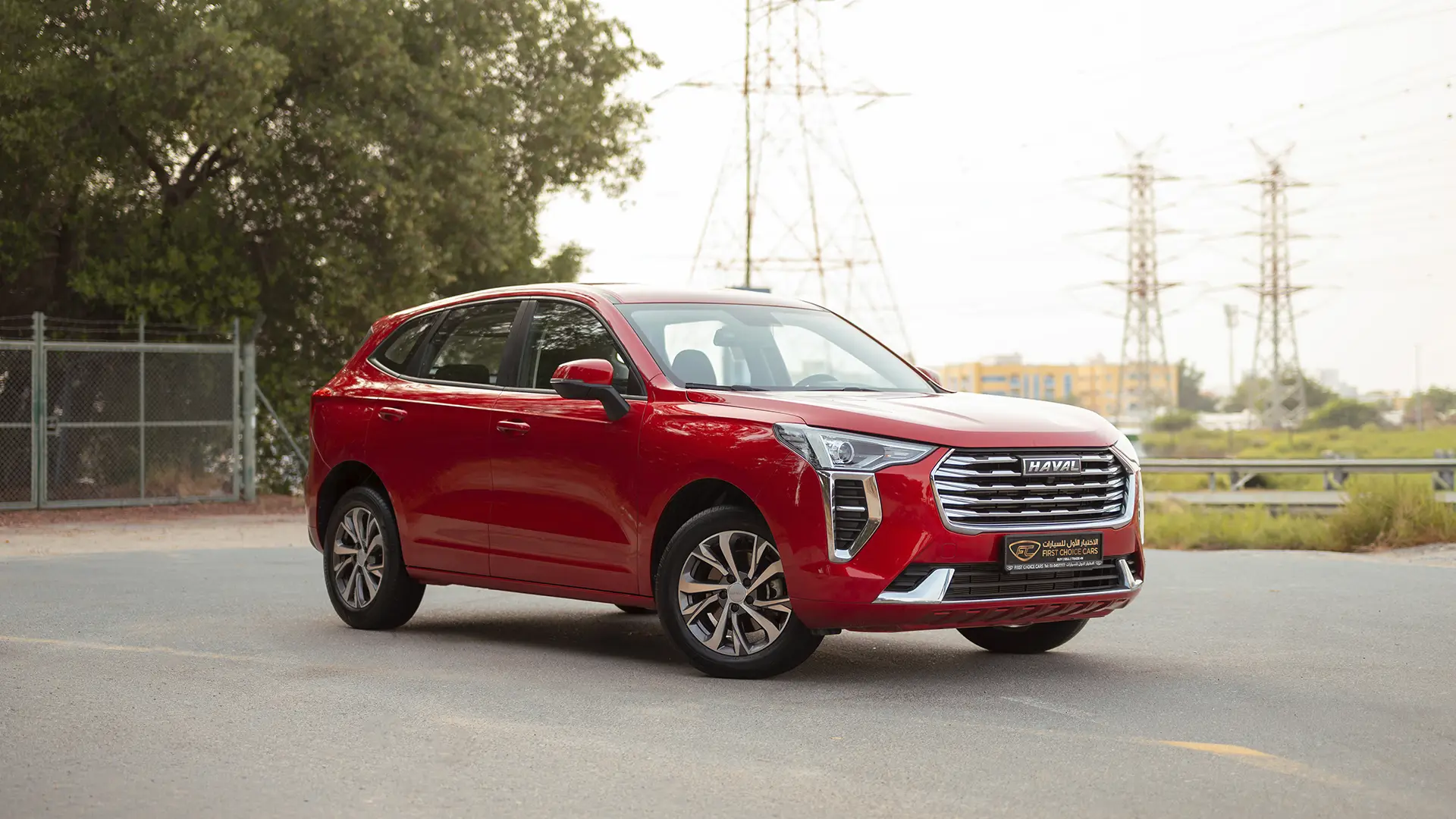 Used 2023 Haval Jolion Plus in Red – Right Front Diagonal (45°) View for Sale at First Choice Cars Dubai Sharjah
