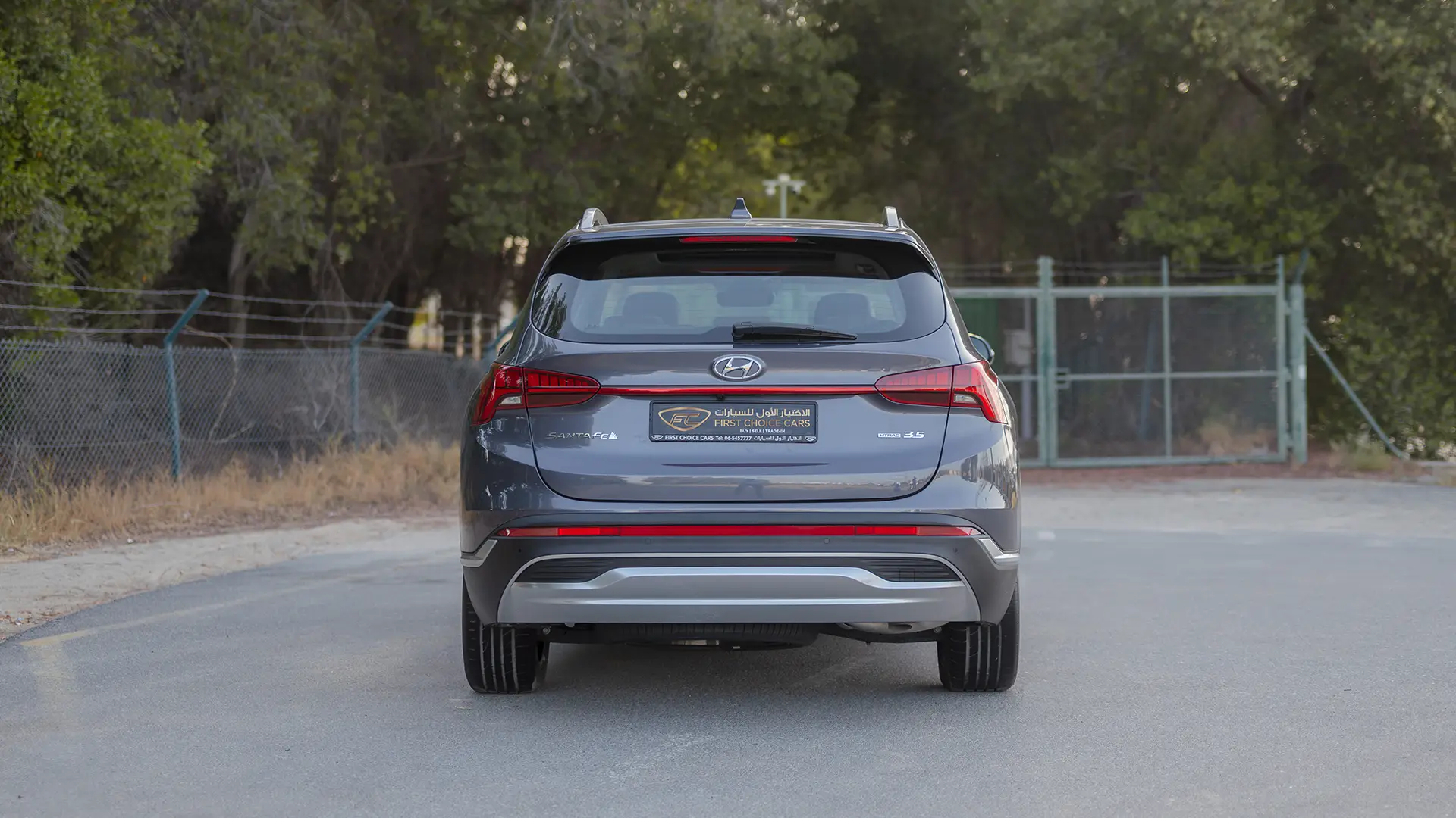Used 2023 Hyundai Santa Fe Premium Plus in Grey – Back/Rear View for Sale at First Choice Cars Dubai Sharjah