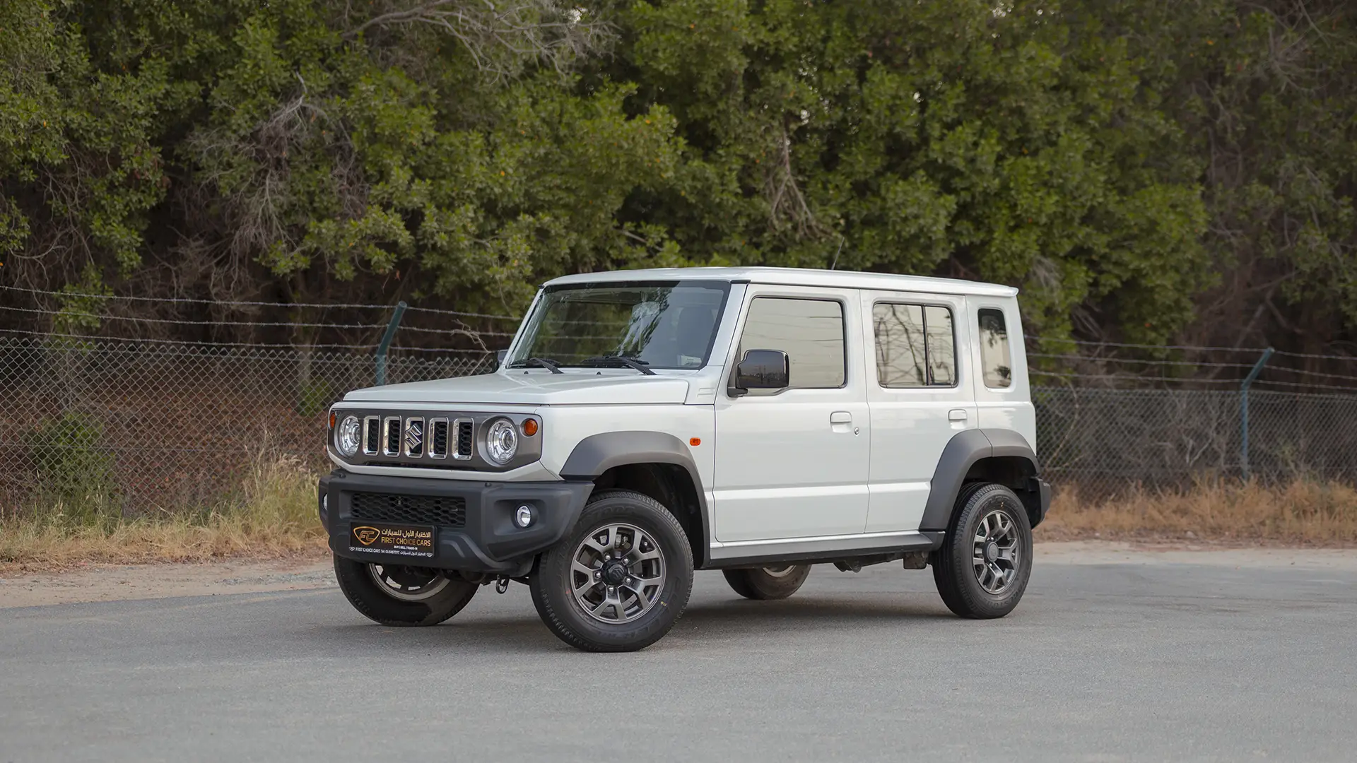 Used 2024 Suzuki Jimny GLX in White – Left Front Diagonal (45°) View for Sale at First Choice Cars Dubai Sharjah