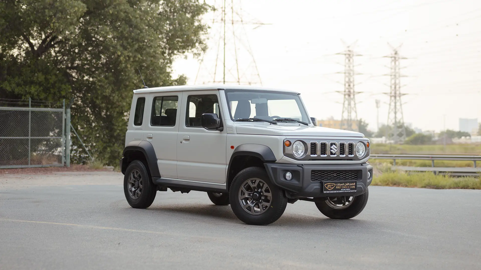 Used 2024 Suzuki Jimny GLX in White – Right Front Diagonal (45°) View for Sale at First Choice Cars Dubai Sharjah