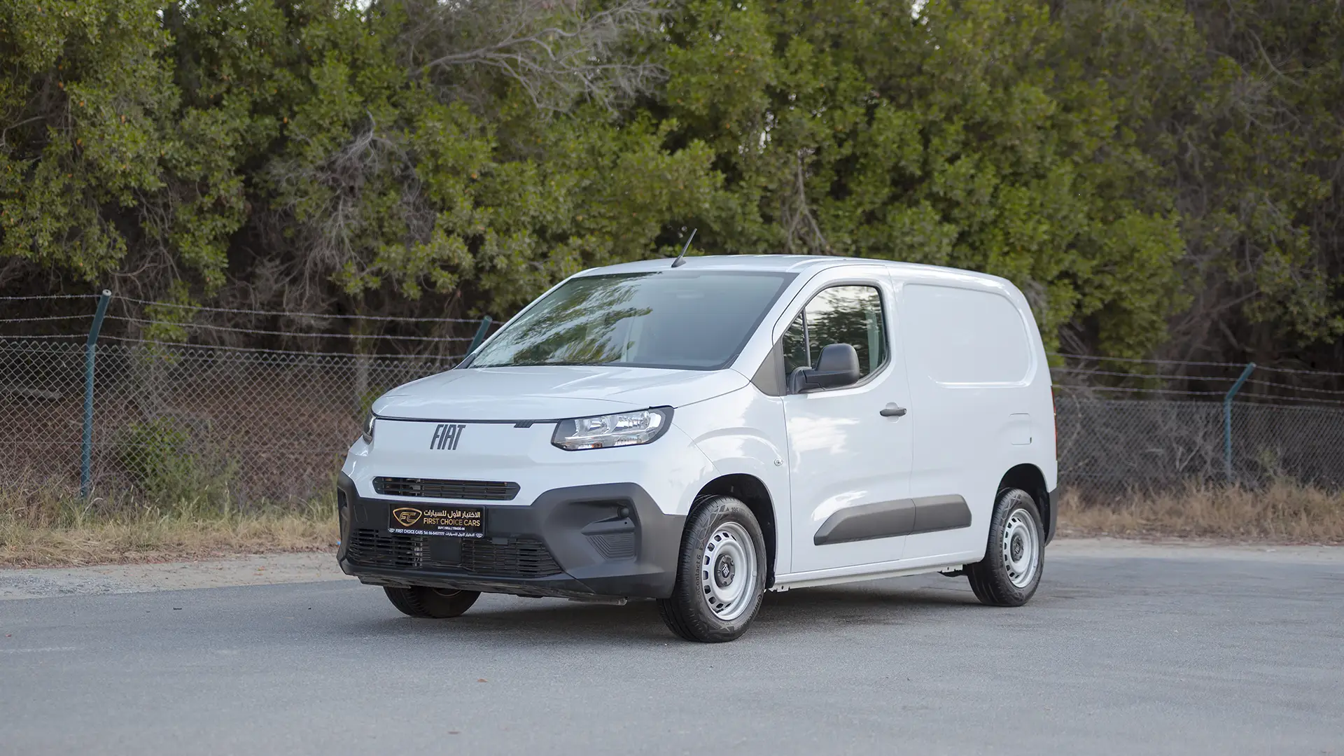 Used 2025 Fiat Doblo Cargo in White – Left Front Diagonal (45°) View for Sale at First Choice Cars Dubai Sharjah