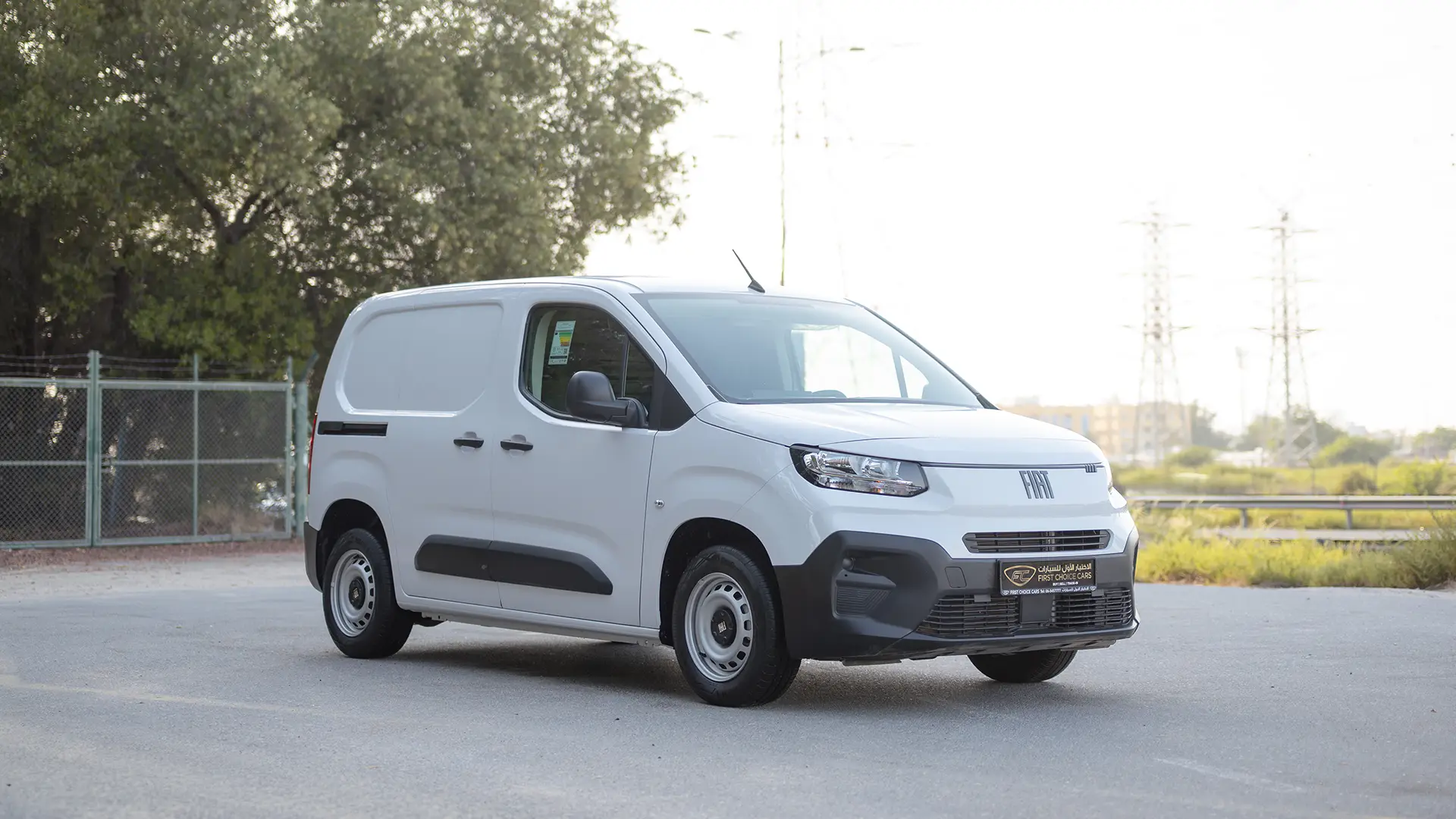 Used 2025 Fiat Doblo Cargo in White – Right Front Diagonal (45°) View for Sale at First Choice Cars Dubai Sharjah