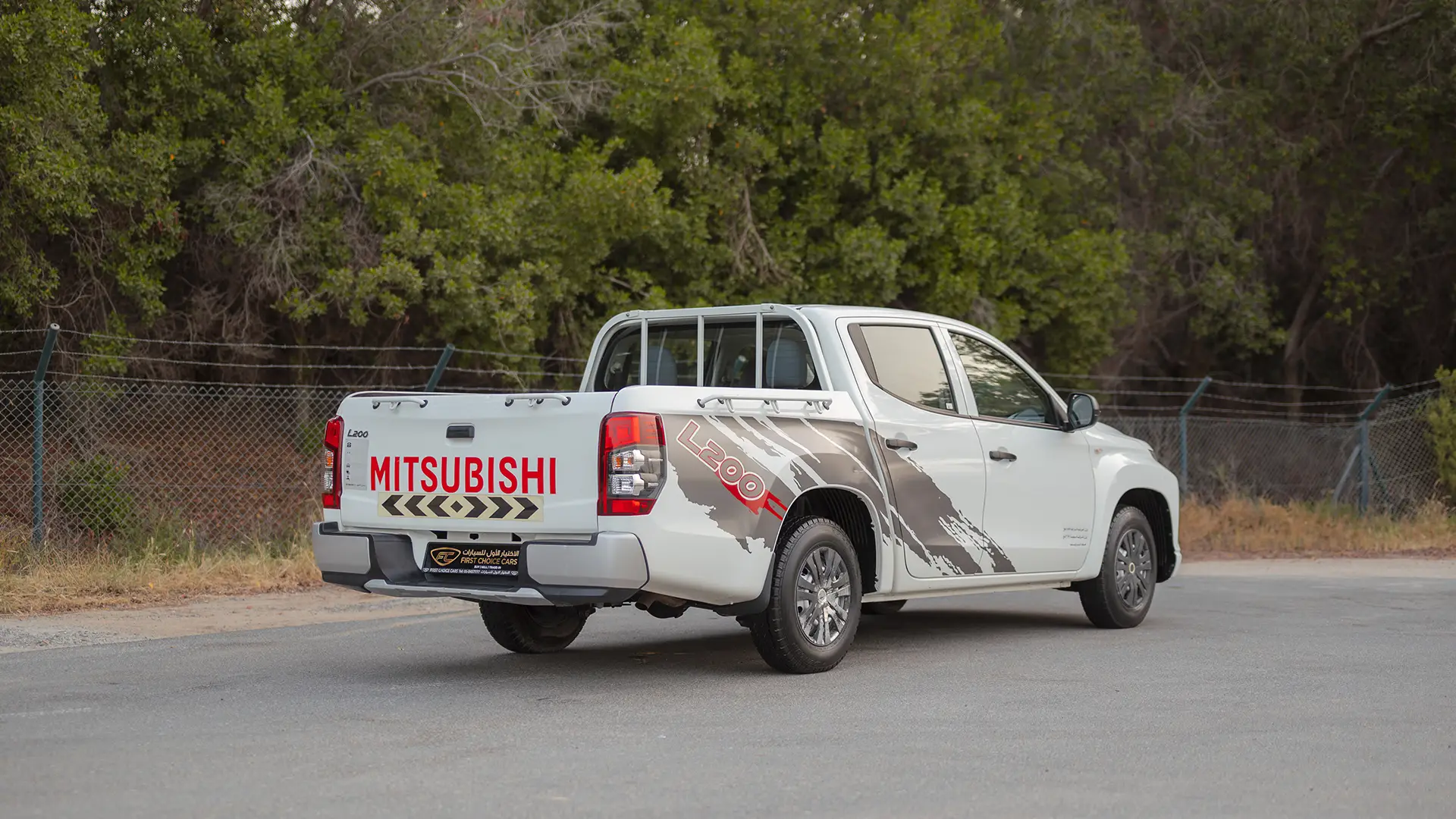 Used 2023 Mitsubishi L200 GLX Double Cabin in White – Right Back Diagonal (45°) View for Sale at First Choice Cars Dubai Sharjah
