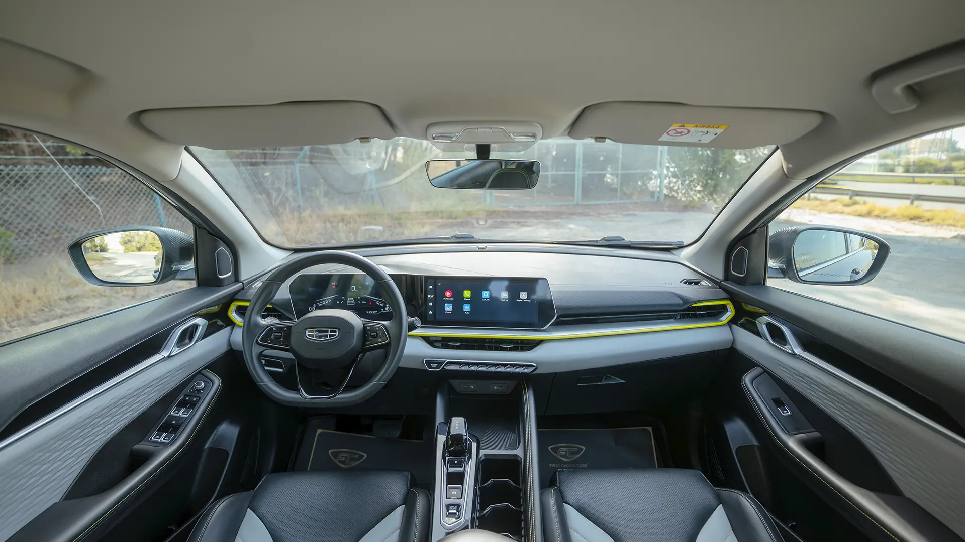 Used 2025 Geely Coolray GL in Grey – Front Cabin / Dashboard Full View for Sale at First Choice Cars Dubai Sharjah