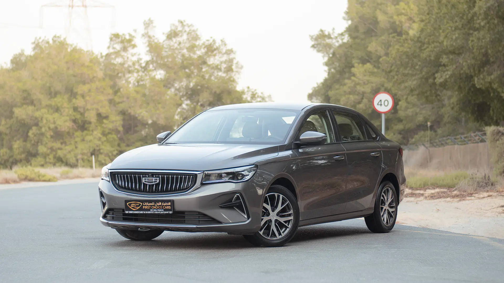 Used 2024 Geely Emgrand GS in Grey – Left Front Diagonal (45°) View for Sale at First Choice Cars Dubai Sharjah