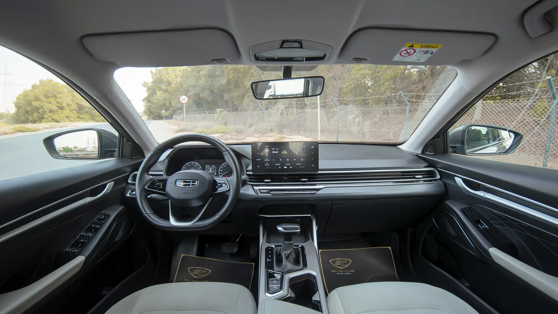 Used 2024 Geely Emgrand GS in Grey – Front Cabin / Dashboard Full View for Sale at First Choice Cars Dubai Sharjah