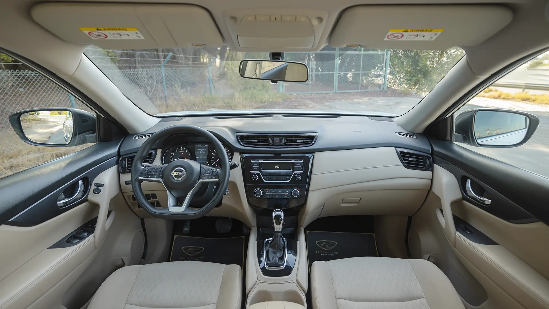 Used 2022 Nissan X-Trail S in White – Front Cabin / Dashboard Full View for Sale at First Choice Cars Dubai Sharjah