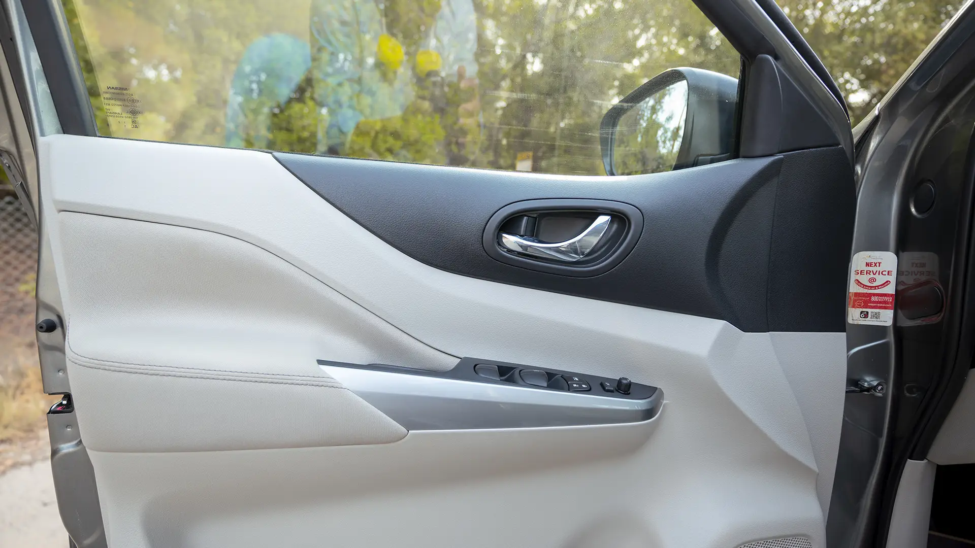 Used 2023 Nissan Xterra Titanium in White – Driver Door Panel Full View for Sale at First Choice Cars Dubai Sharjah