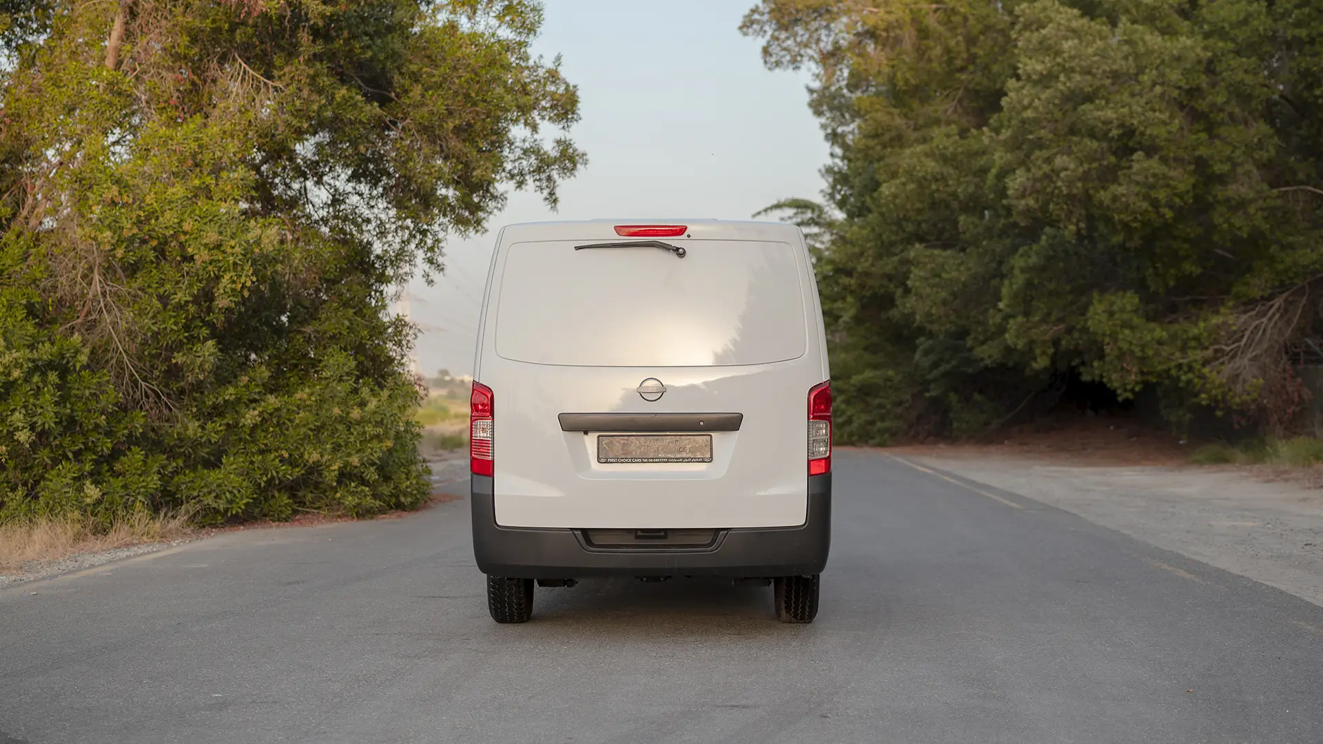 Used 2023 Nissan Urvan Standard Roof in White – Back/Rear View for Sale at First Choice Cars Dubai Sharjah