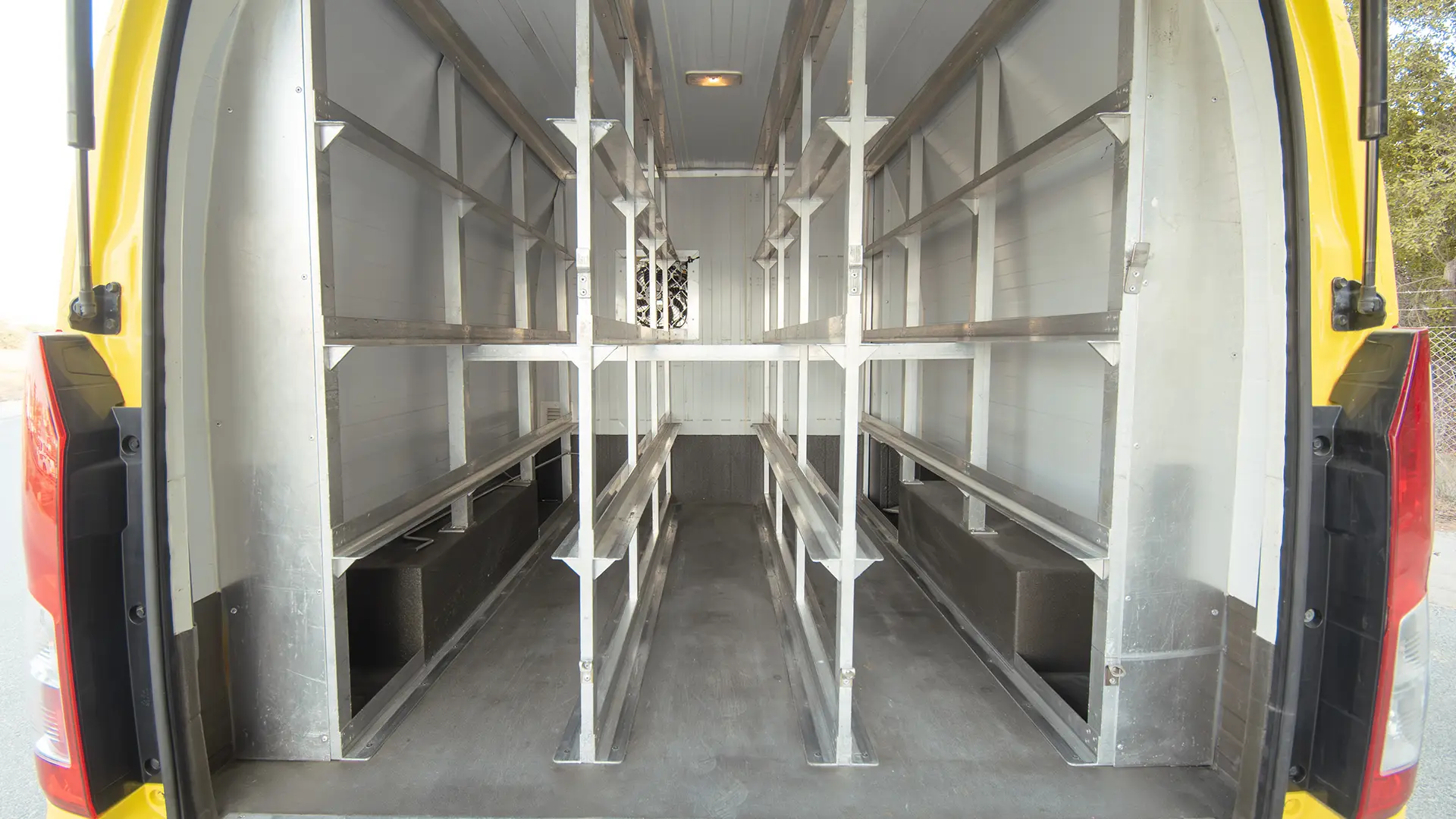 Used 2020 Toyota Hiace GLX High Roof in Yellow – Freezer Box Rear Opening View for Sale at First Choice Cars Dubai Sharjah