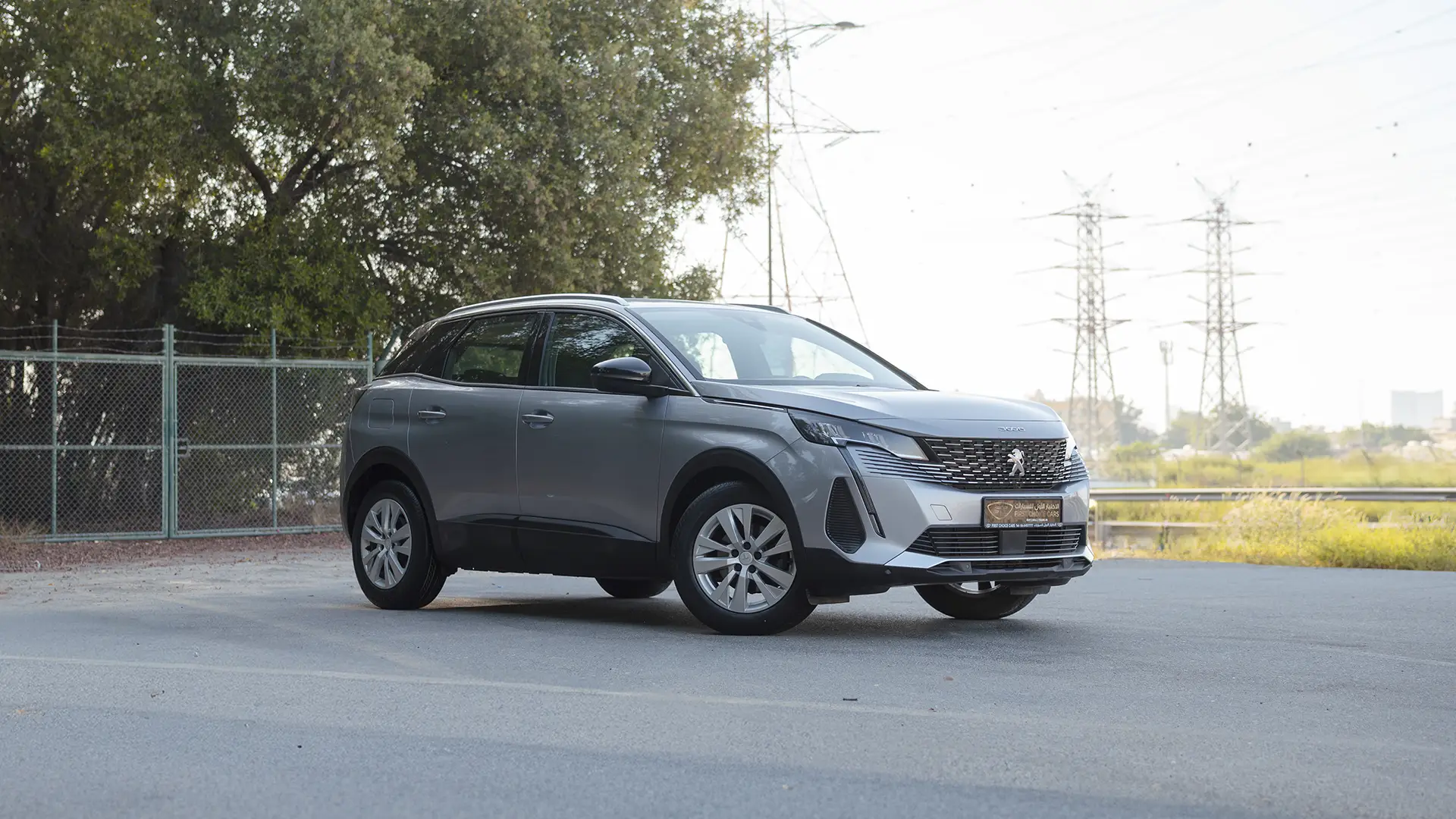 Used 2023 Peugeot 3008 Active in Silver – Right Front Diagonal (45°) View for Sale at First Choice Cars Dubai Sharjah