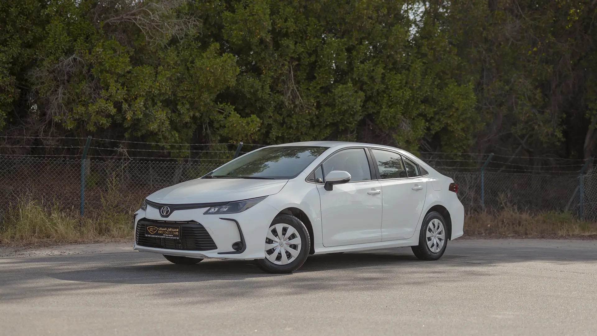 Used 2024 Toyota Corolla XLI in White – Left Front Diagonal (45°) View for Sale at First Choice Cars Dubai Sharjah