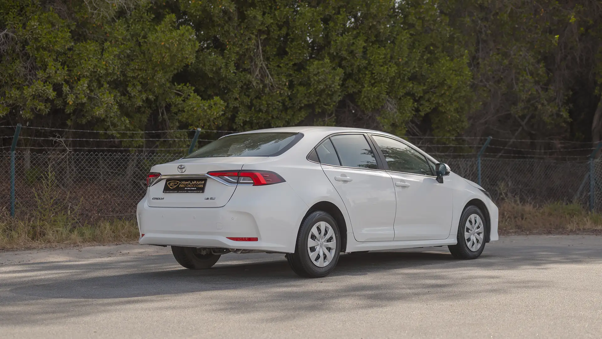 Used 2024 Toyota Corolla XLI in White – Right Back Diagonal (45°) View for Sale at First Choice Cars Dubai Sharjah