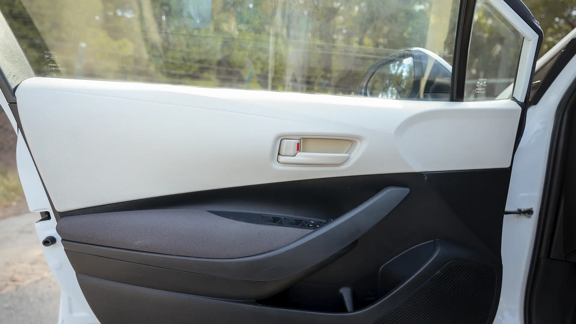 Used 2024 Toyota Corolla XLI in White – Driver Door Panel Full View for Sale at First Choice Cars Dubai Sharjah