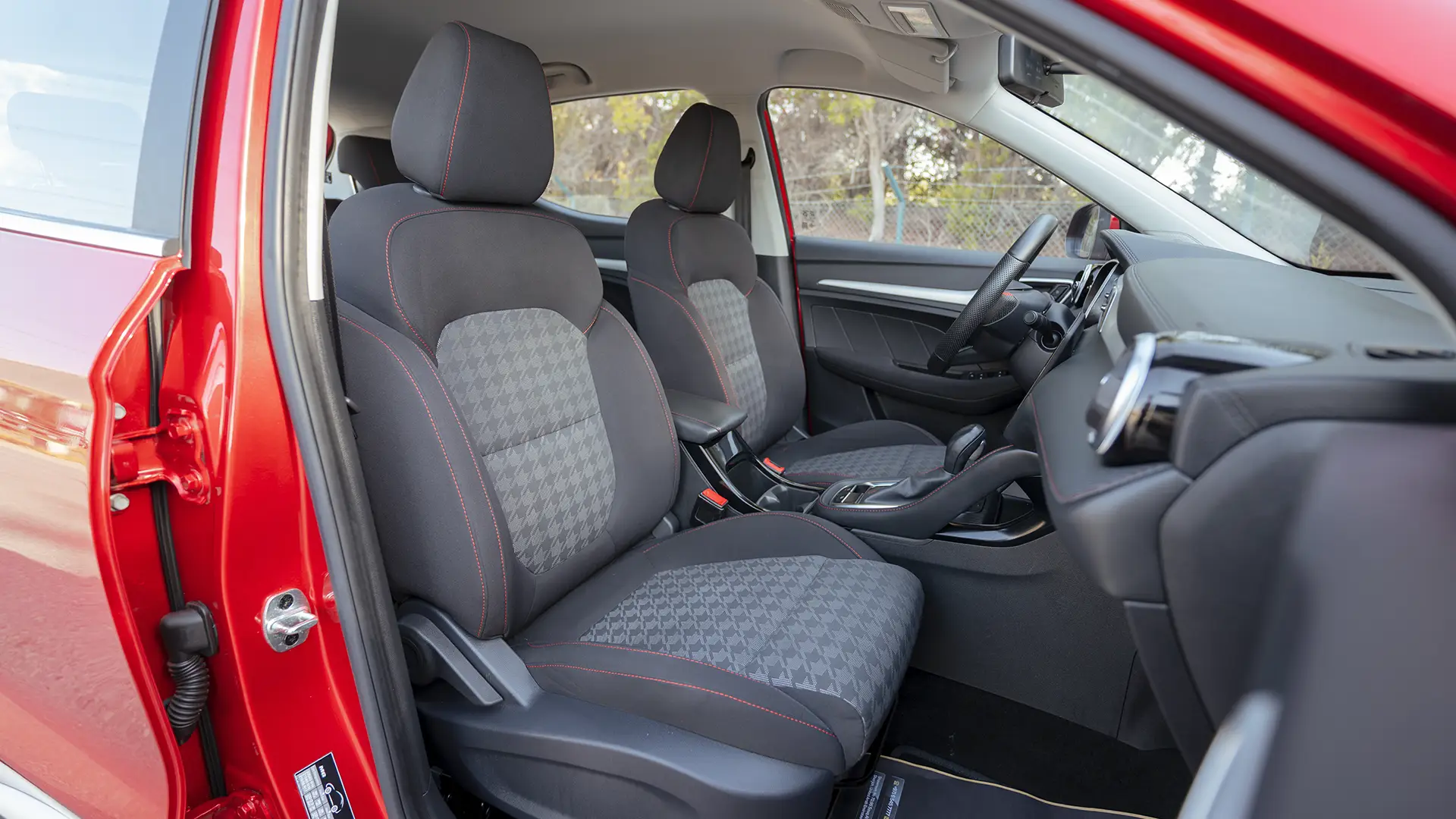 Used 2024 MG ZS Comfort in Red – Front Passenger Side Cabin View for Sale at First Choice Cars Dubai Sharjah