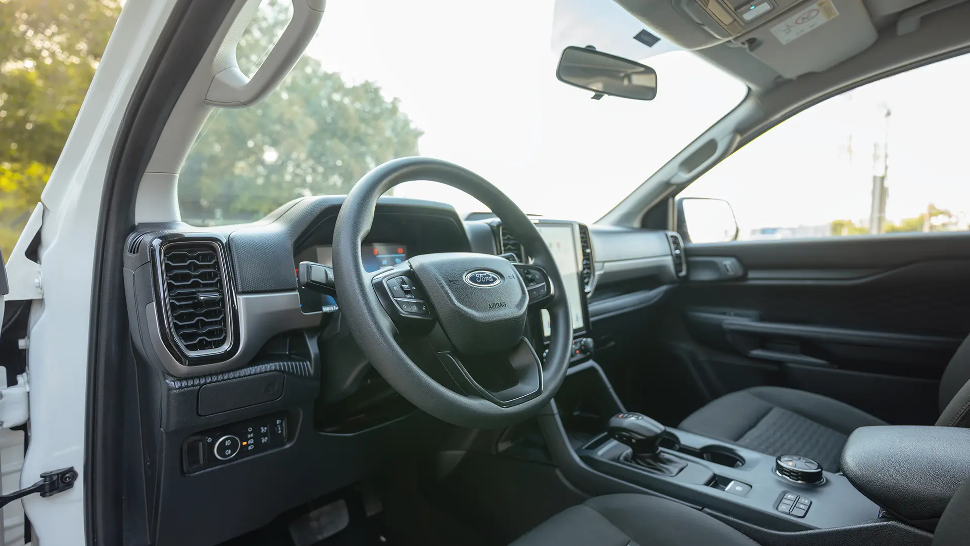 Used 2024 Ford Everest XLS in White – Driver Side Dashboard & Steering View for Sale at First Choice Cars Dubai Sharjah