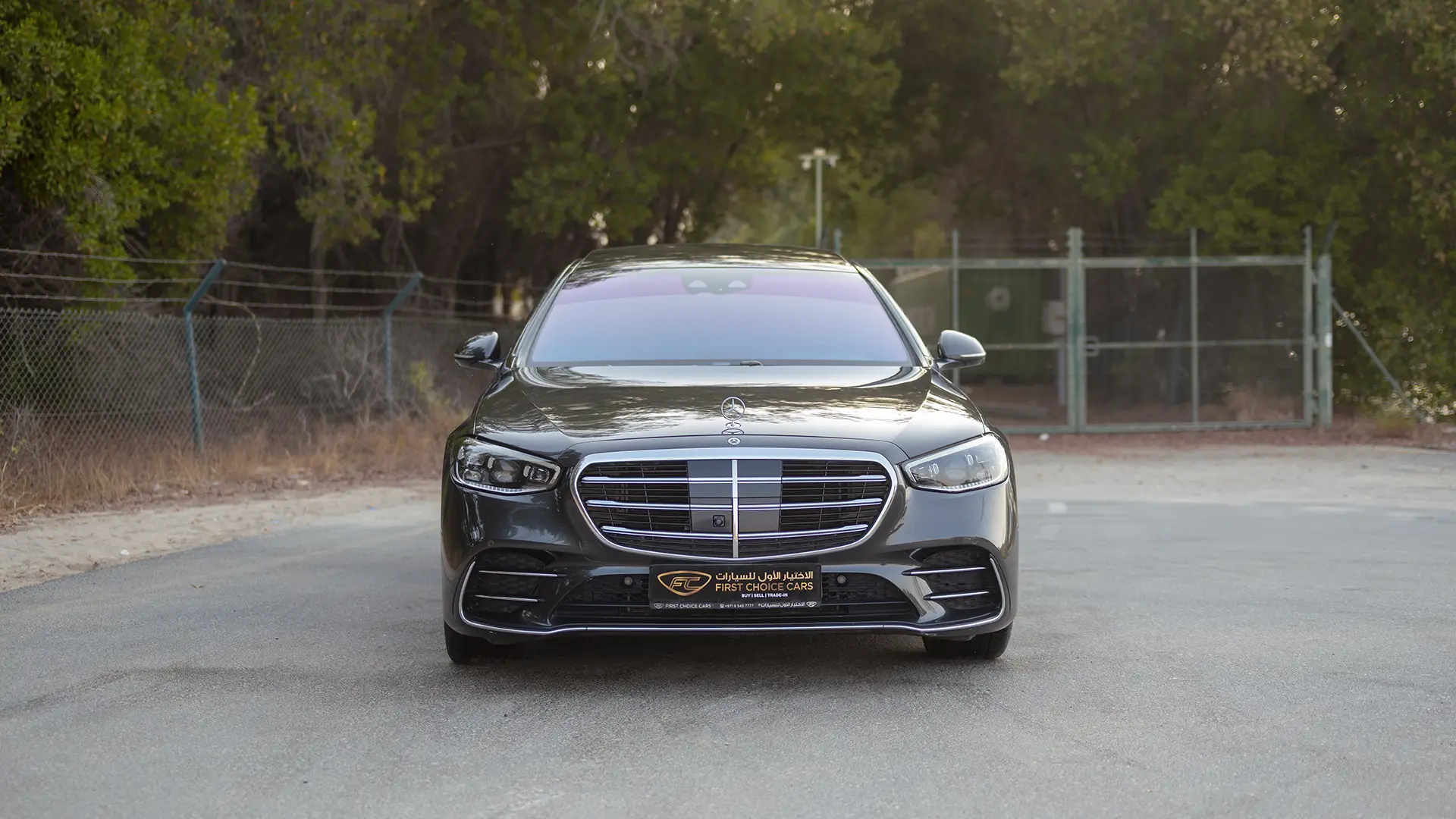 Used 2021 Mercedes-Benz S-Class S 450 4MATIC in Grey – Front View for Sale at First Choice Cars Dubai Sharjah