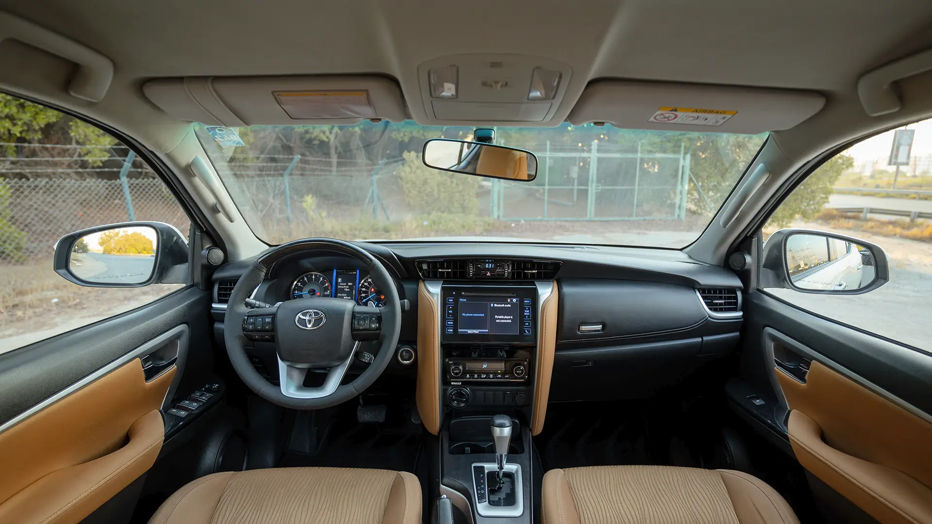 Used 2020 Toyota Fortuner GXR in White – Front Cabin / Dashboard Full View for Sale at First Choice Cars Dubai Sharjah