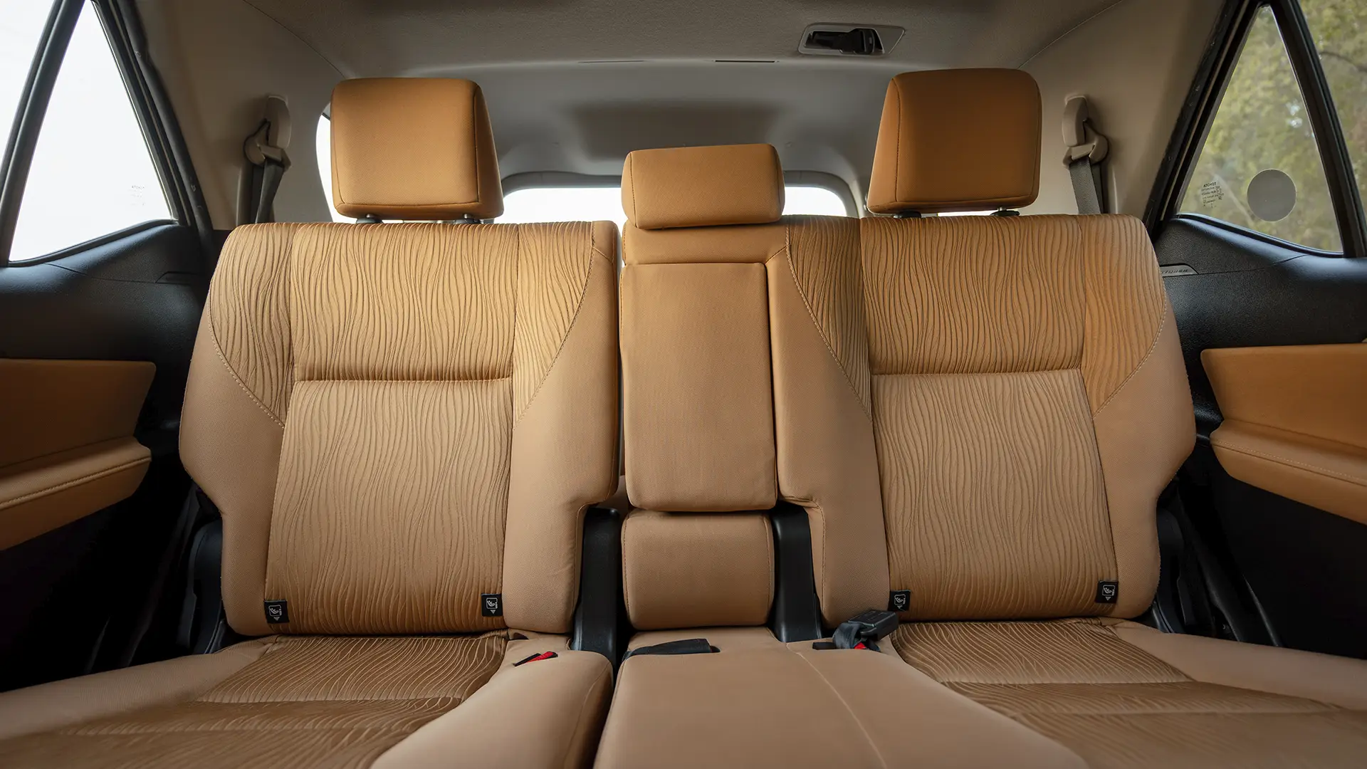 Used 2020 Toyota Fortuner GXR in White – Rear Seat View for Sale at First Choice Cars Dubai Sharjah