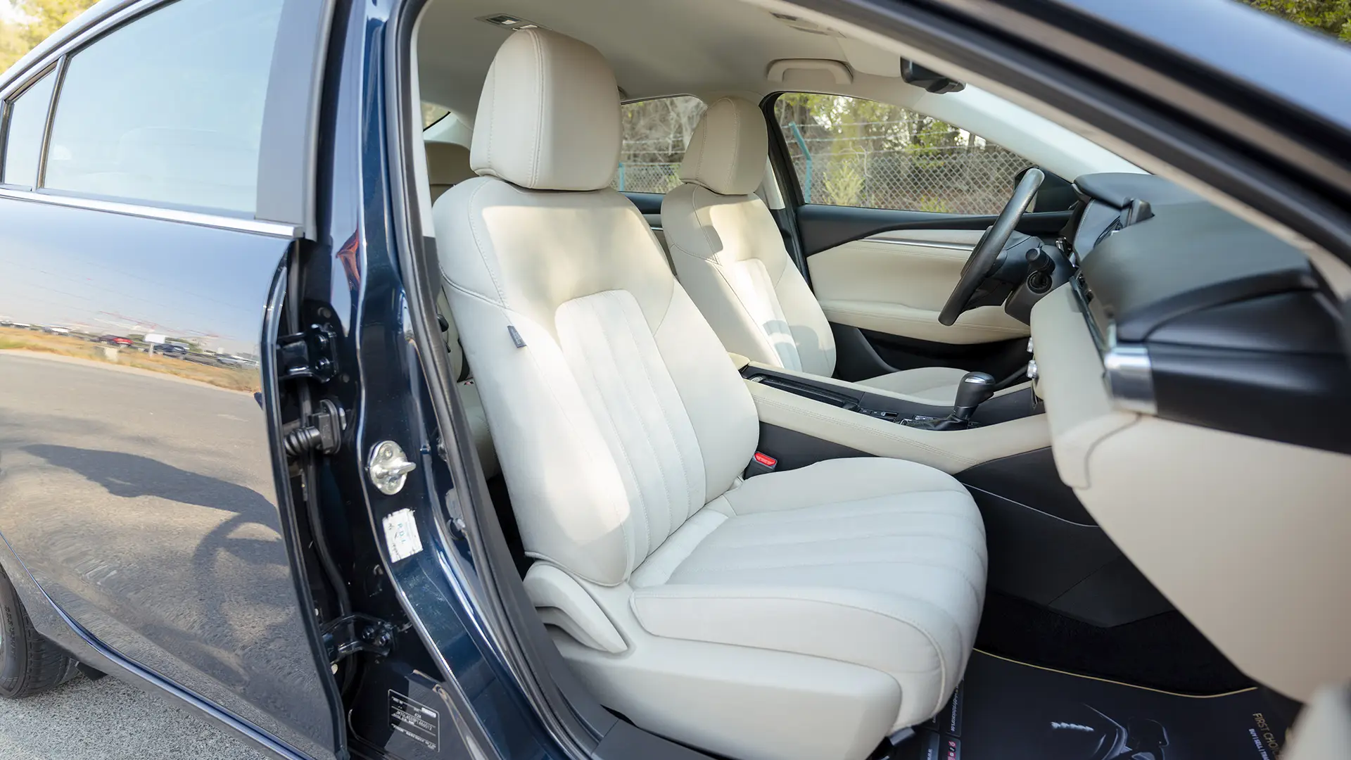 Used 2023 Mazda 6 S Grade in Blue – Front Passenger Side Cabin View for Sale at First Choice Cars Dubai Sharjah