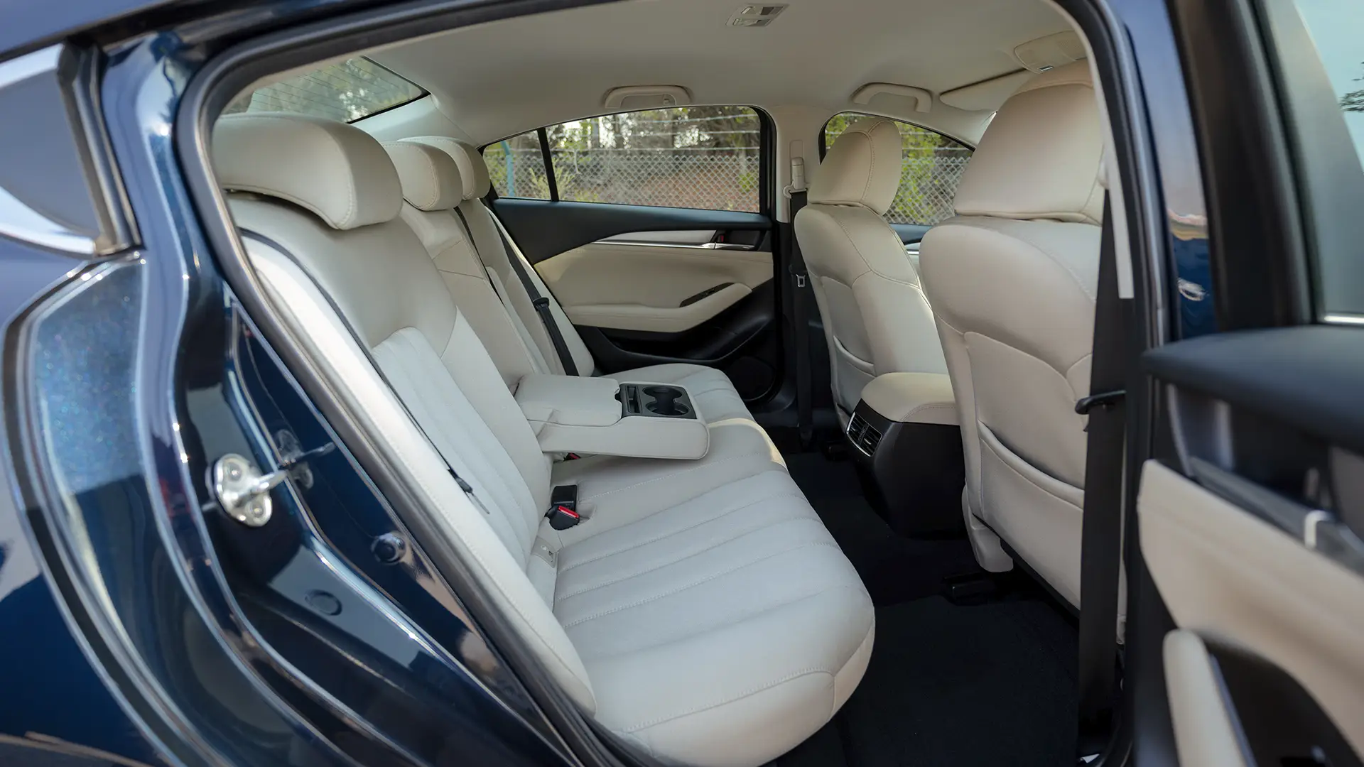 Used 2023 Mazda 6 S Grade in Blue – Rear Passenger Side Cabin View for Sale at First Choice Cars Dubai Sharjah