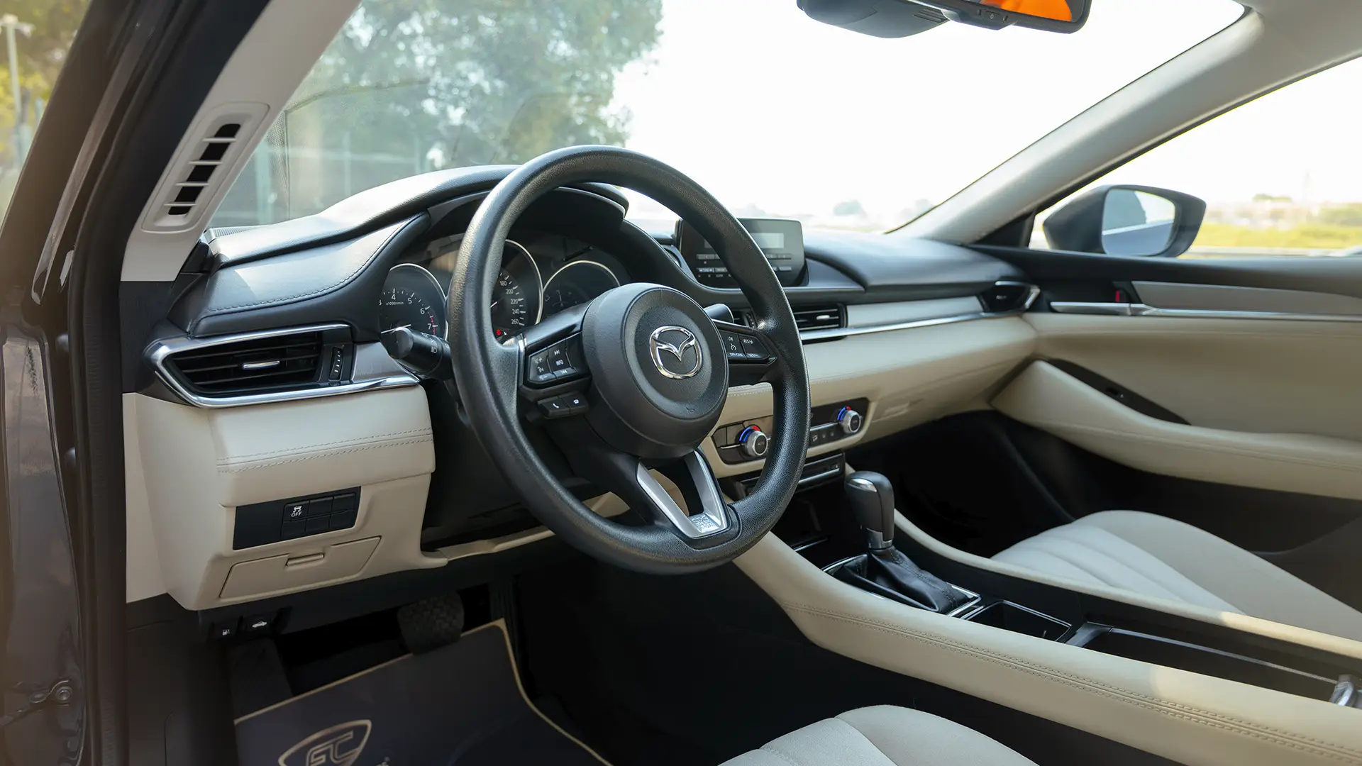 Used 2023 Mazda 6 S Grade in Blue – Driver Side Dashboard & Steering View for Sale at First Choice Cars Dubai Sharjah