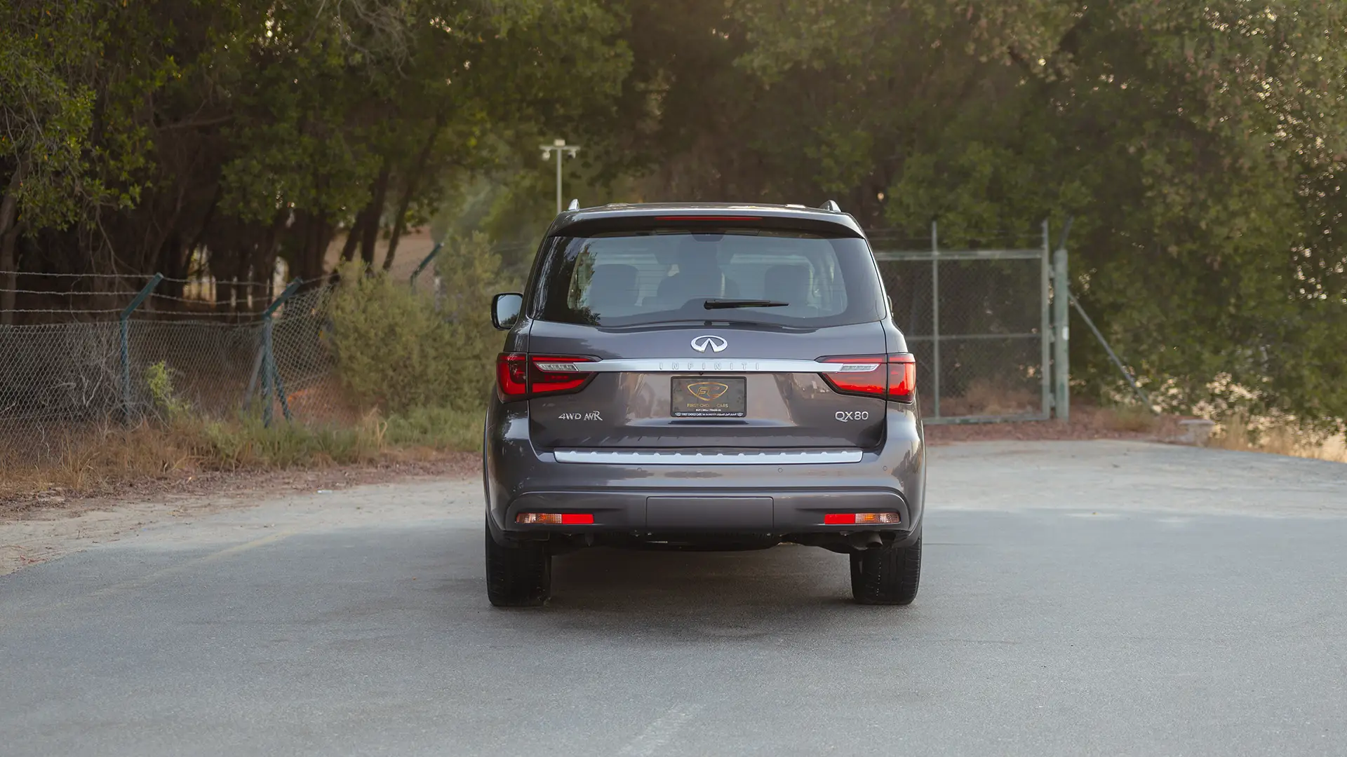 Used 2023 Infiniti QX80 Sensory in Grey – Back/Rear View for Sale at First Choice Cars Dubai Sharjah