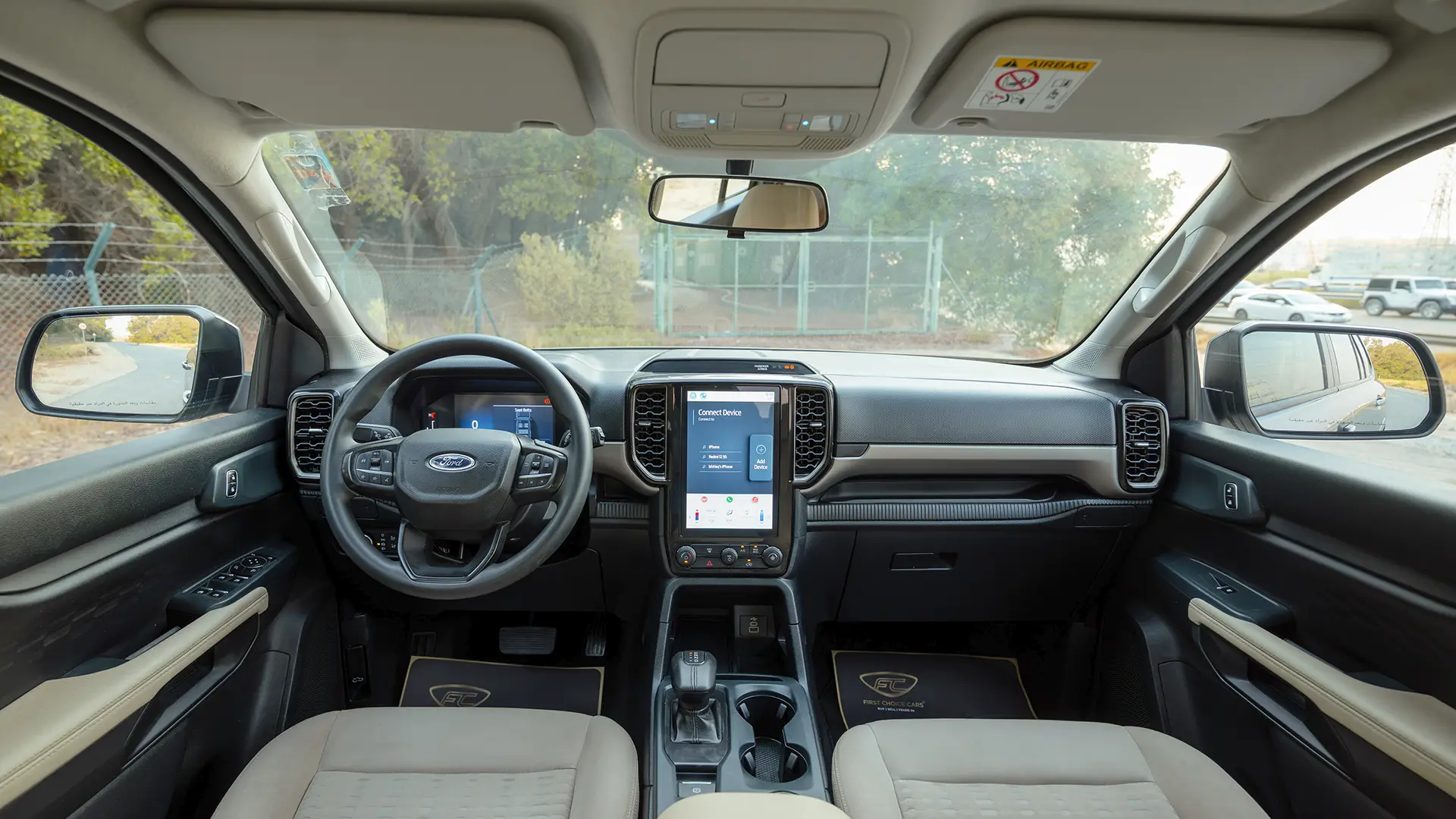 Used 2024 Ford Everest XLS in Silver – Front Cabin / Dashboard Full View for Sale at First Choice Cars Dubai Sharjah
