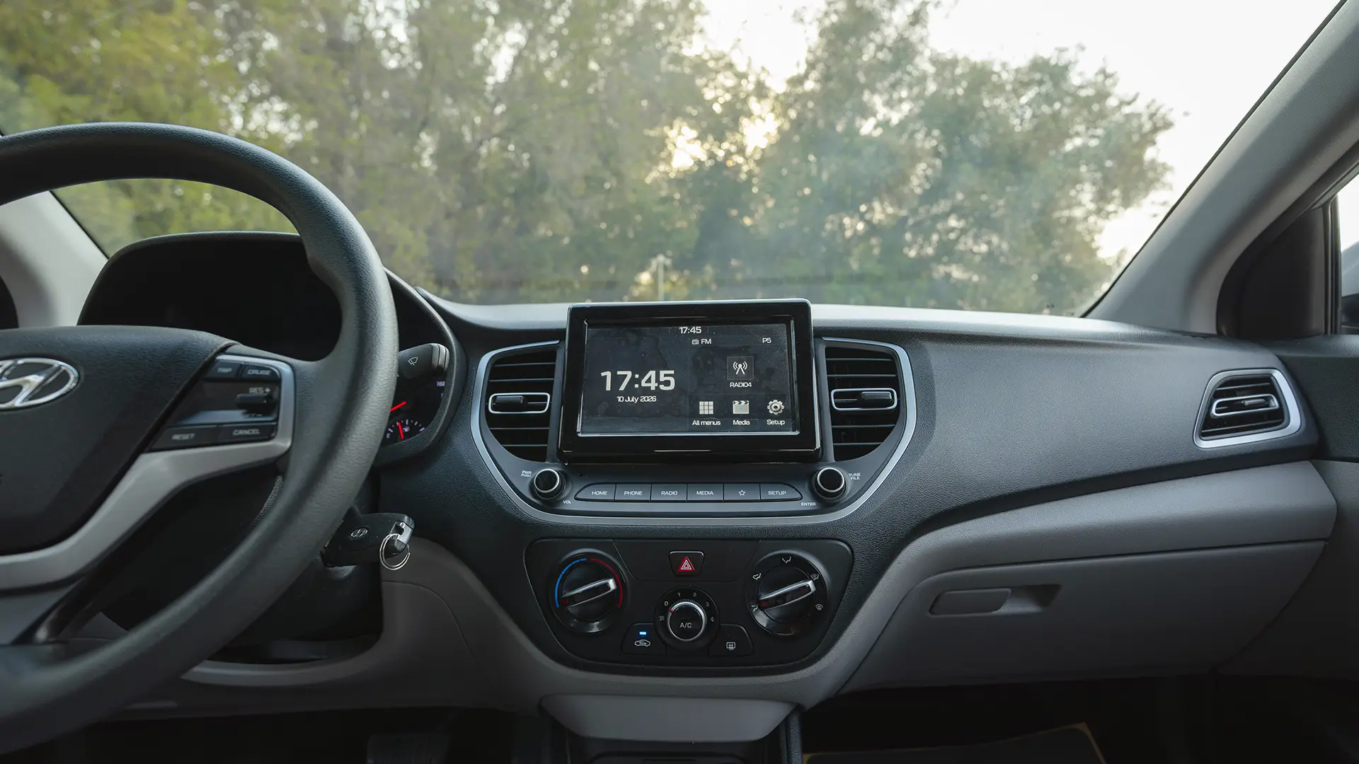 Used 2023 Hyundai Accent Smart in Silver – Infotainment / Touchscreen System for Sale at First Choice Cars Dubai Sharjah