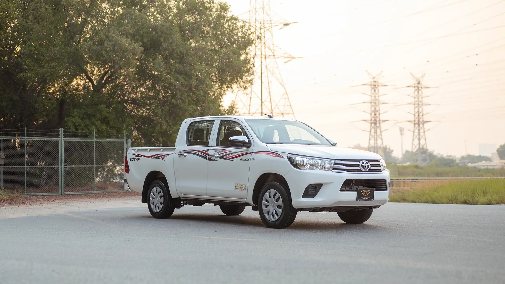 Used 2022 Toyota Hilux GLX Double Cabin in White – Right Front Diagonal (45°) View for Sale at First Choice Cars Dubai Sharjah