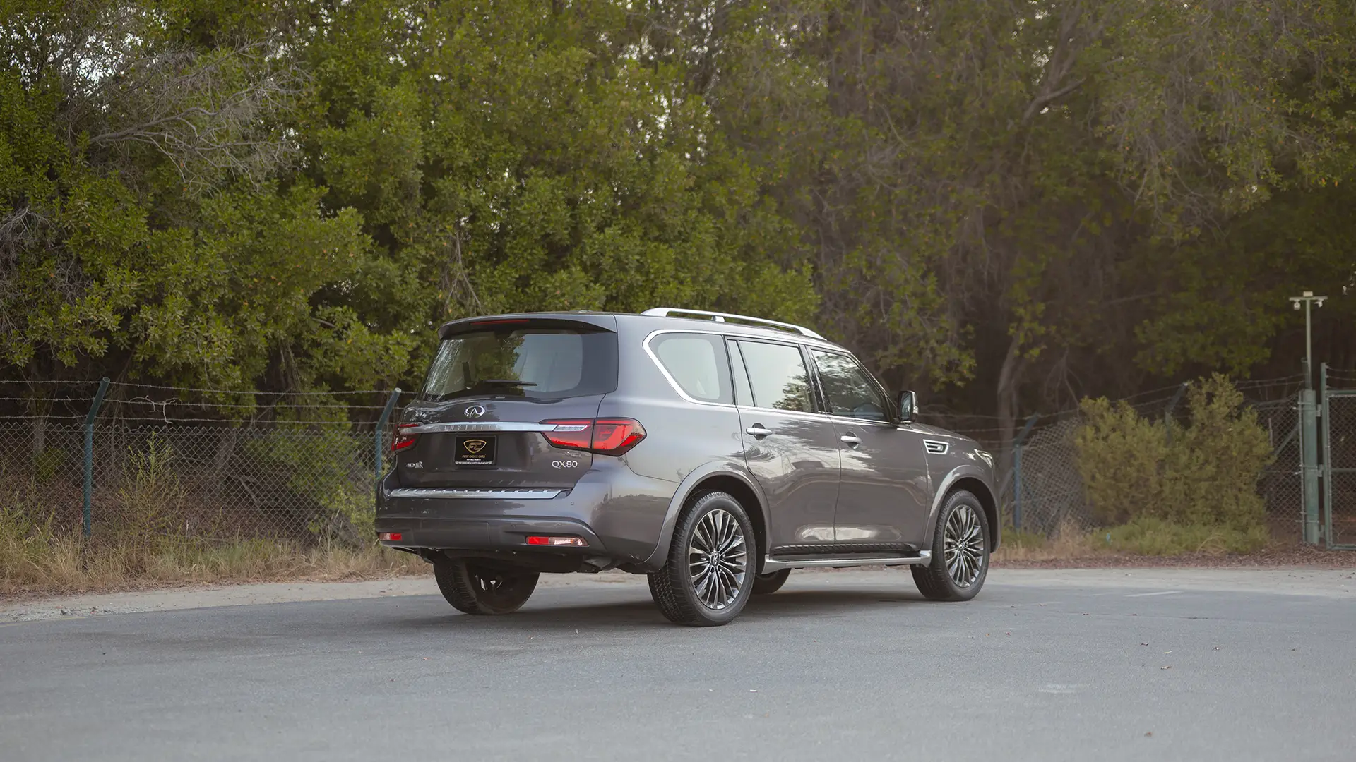 Used 2024 Infiniti QX80 Sensory in Grey – Right Back Diagonal (45°) View for Sale at First Choice Cars Dubai Sharjah