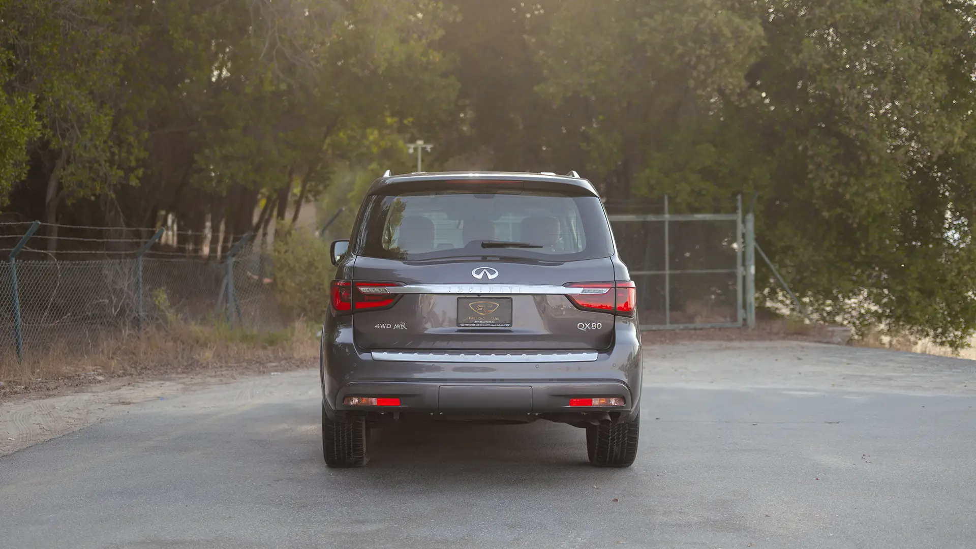 Used 2024 Infiniti QX80 Sensory in Grey – Back/Rear View for Sale at First Choice Cars Dubai Sharjah