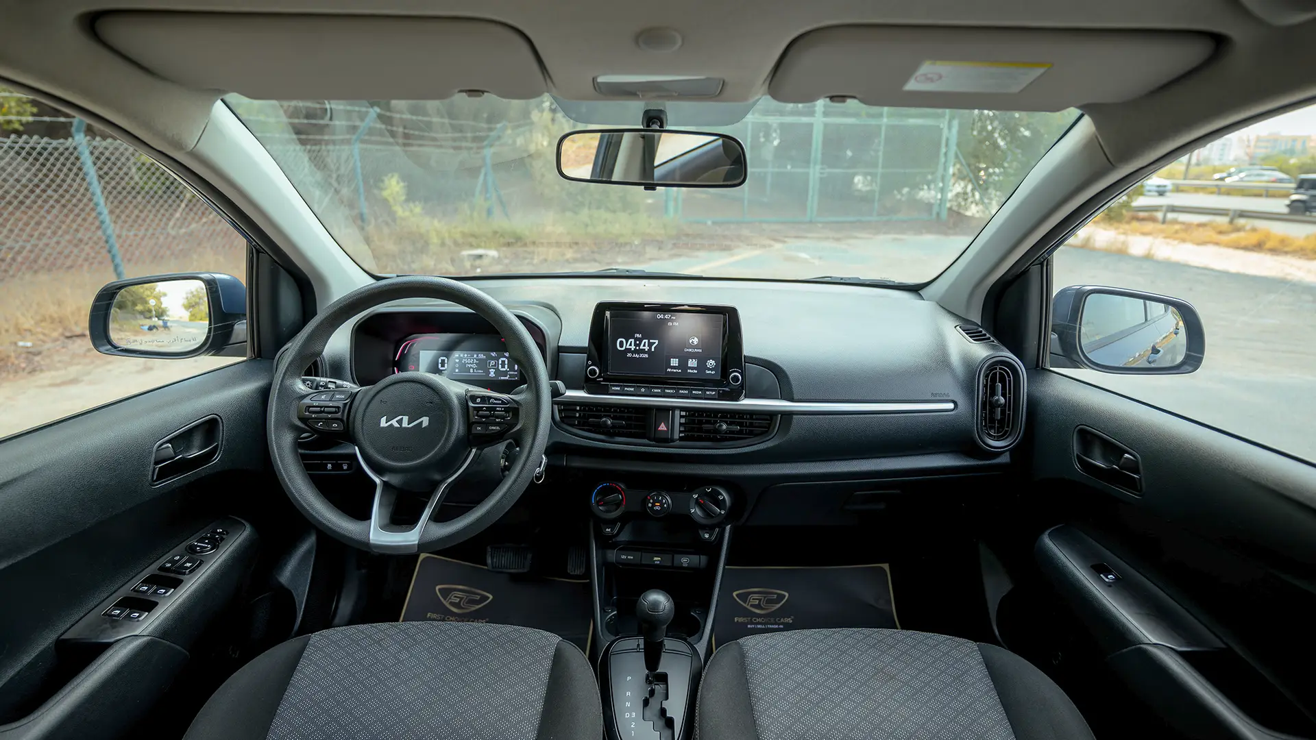 Used 2024 Kia Picanto LX in Blue – Front Cabin / Dashboard Full View for Sale at First Choice Cars Dubai Sharjah