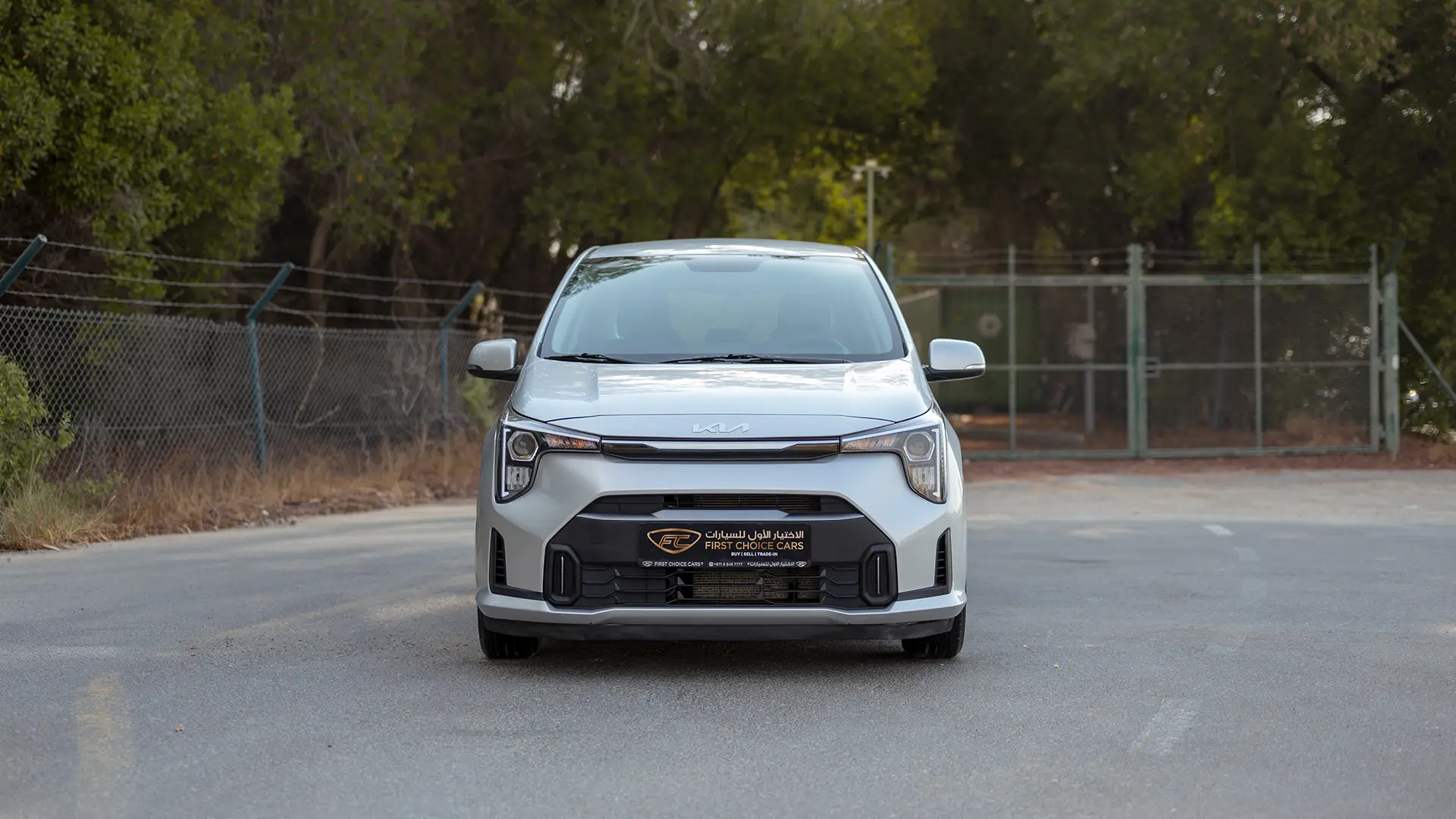 Used 2024 Kia Picanto LX in Silver – Front View for Sale at First Choice Cars Dubai Sharjah
