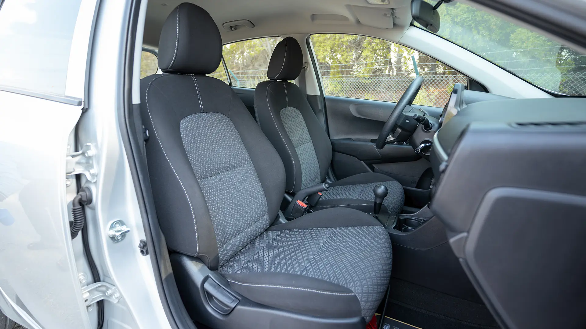 Used 2024 Kia Picanto LX in Silver – Front Passenger Side Cabin View for Sale at First Choice Cars Dubai Sharjah