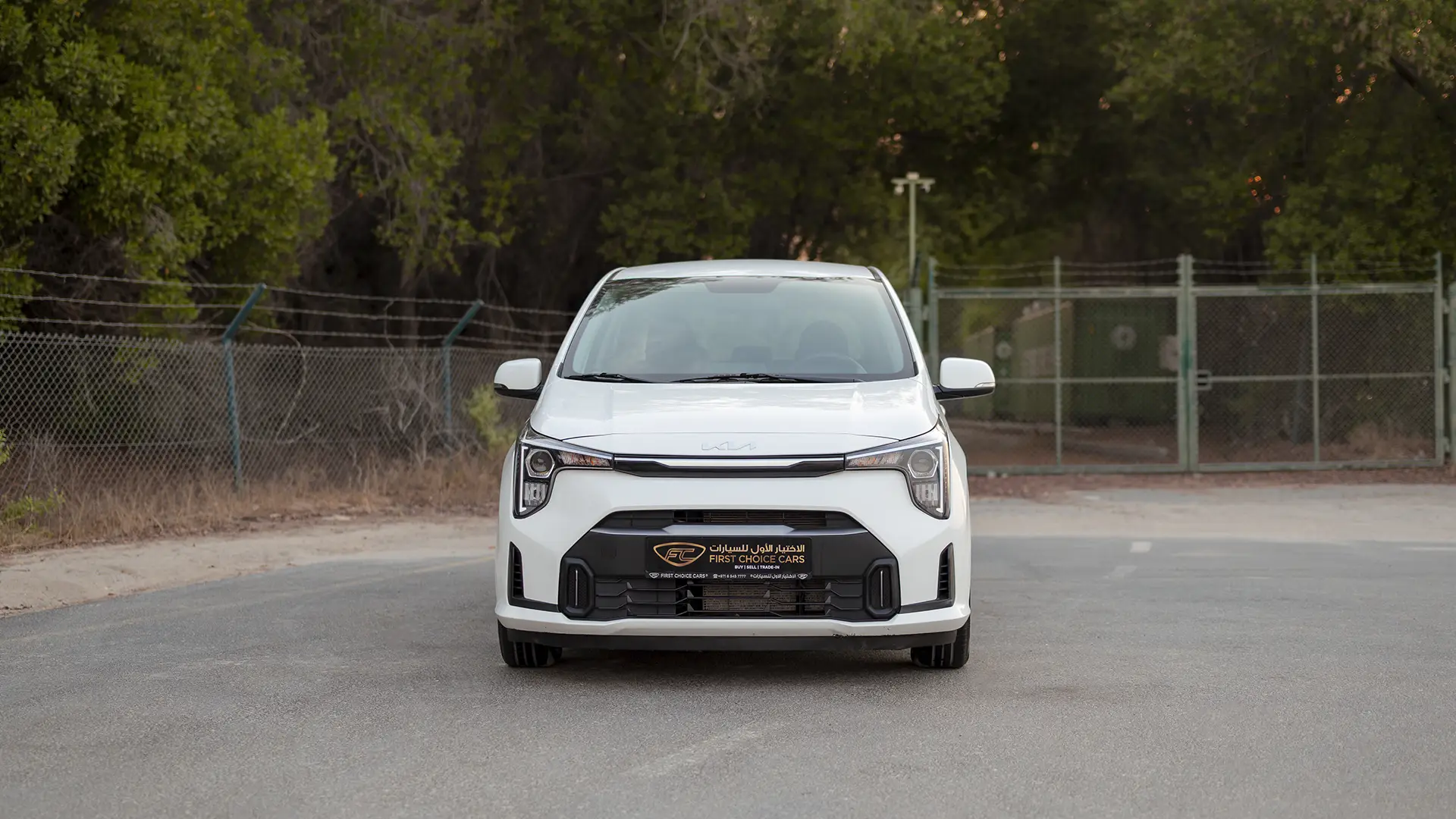 Used 2024 Kia Picanto LX in White – Front View for Sale at First Choice Cars Dubai Sharjah