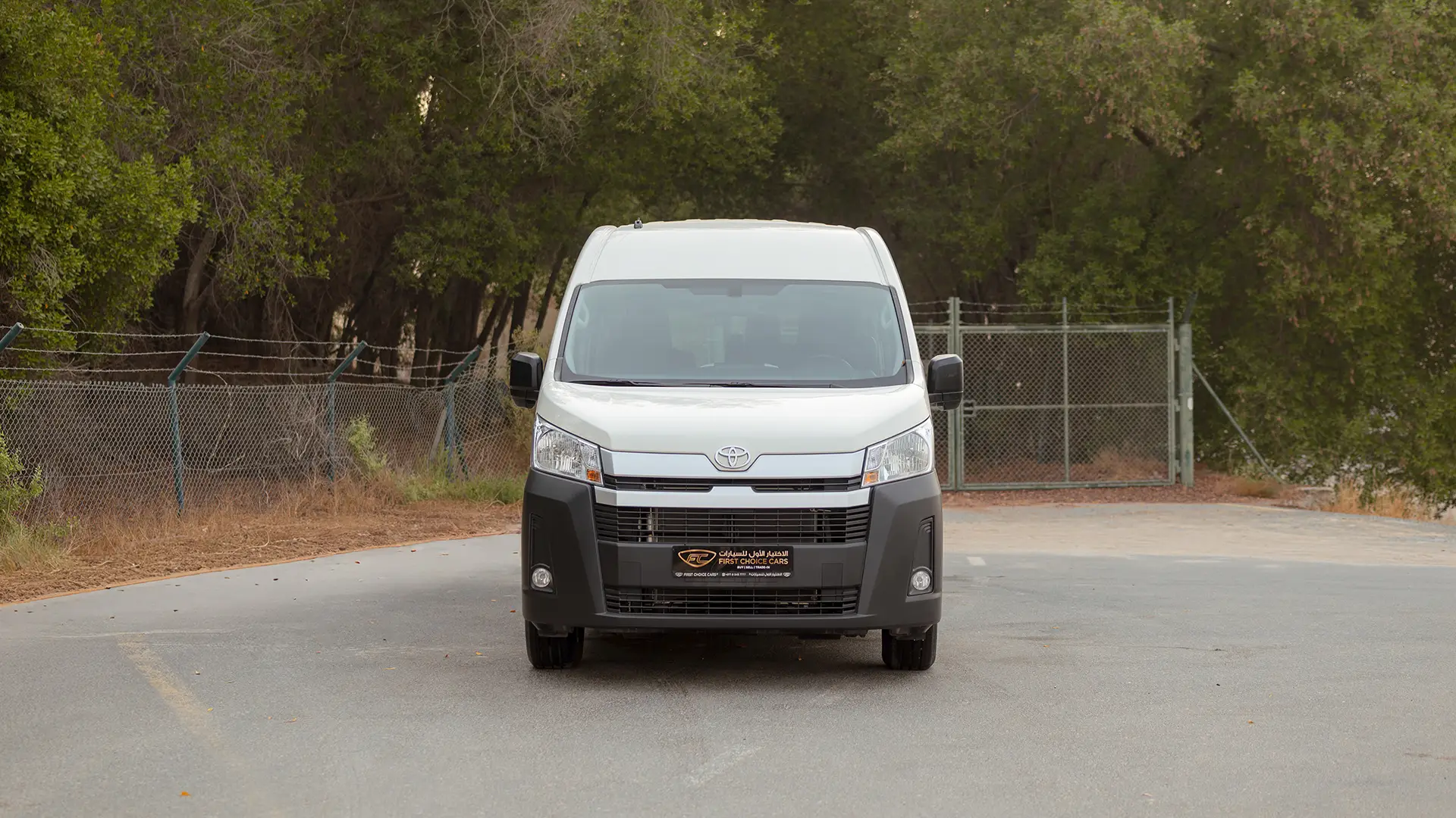 Used 2026 Toyota Hiace GL High Roof in White – Front View for Sale at First Choice Cars Dubai Sharjah