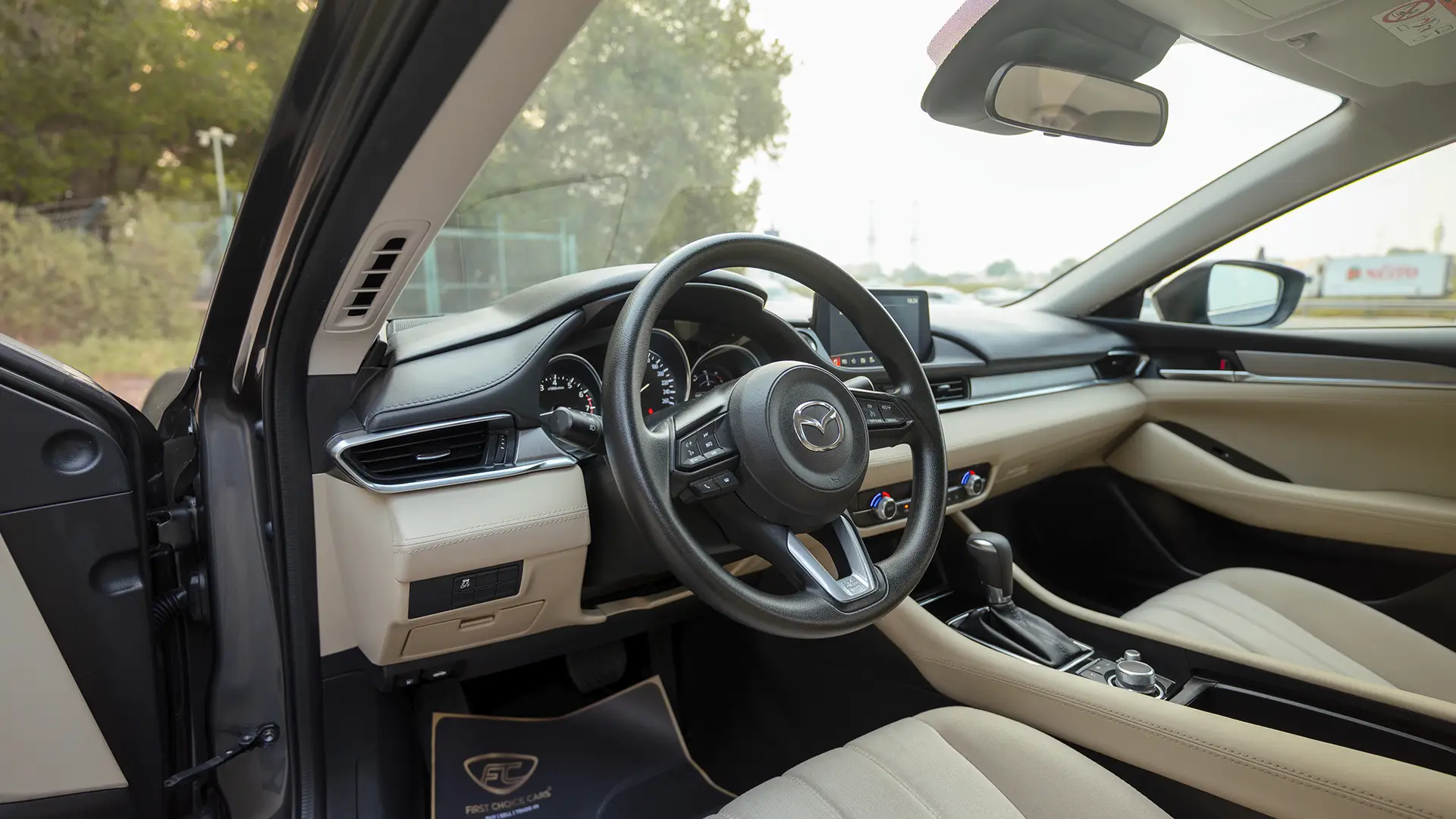 Used 2025 Mazda 6 Pure in Grey – Driver Side Dashboard & Steering View for Sale at First Choice Cars Dubai Sharjah